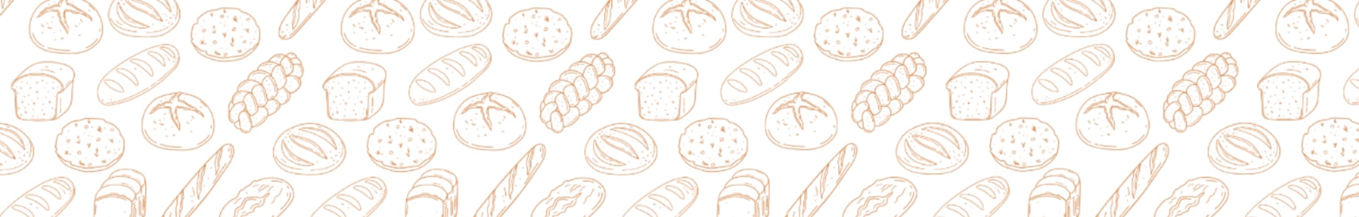 Fondo decorativo del pie de página con ilustraciones de pan.