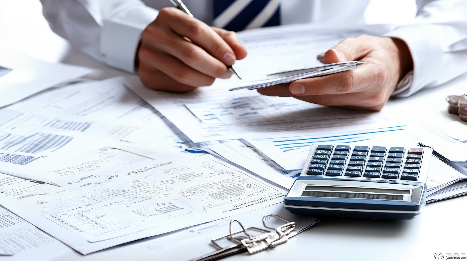 A man computing payrolls and company bills