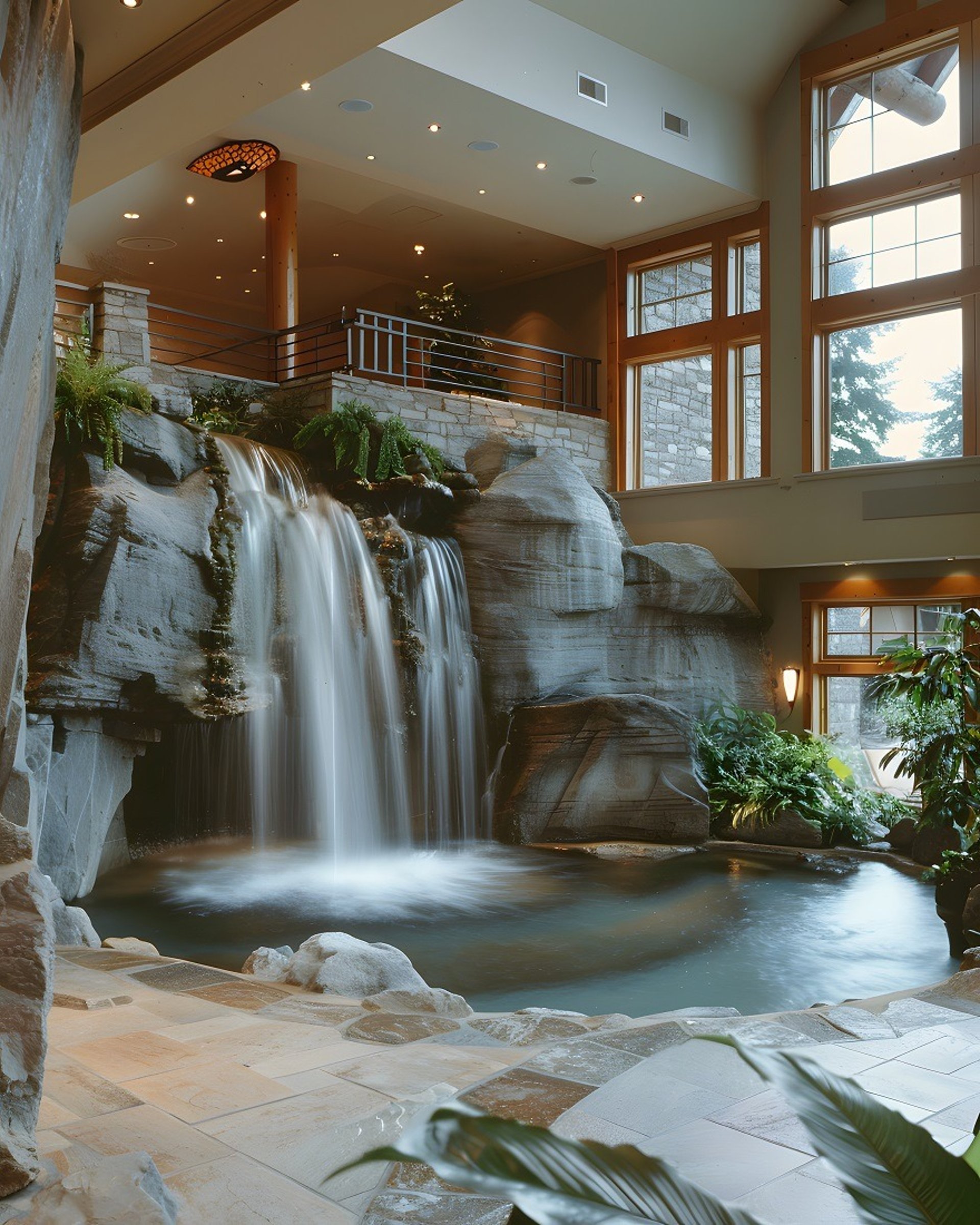 an abstract photo of a curved building with a blue sky in the background