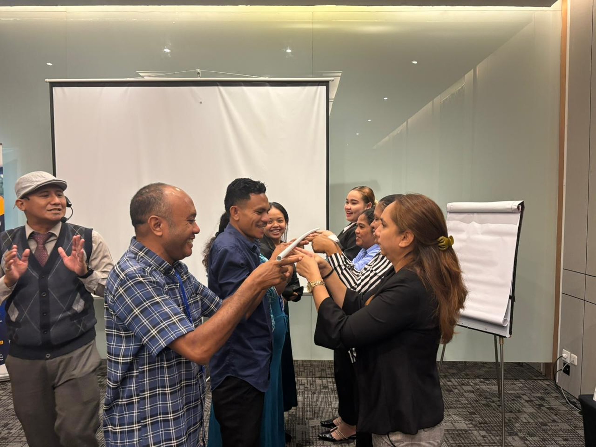 an abstract photo of a curved building with a blue sky in the background