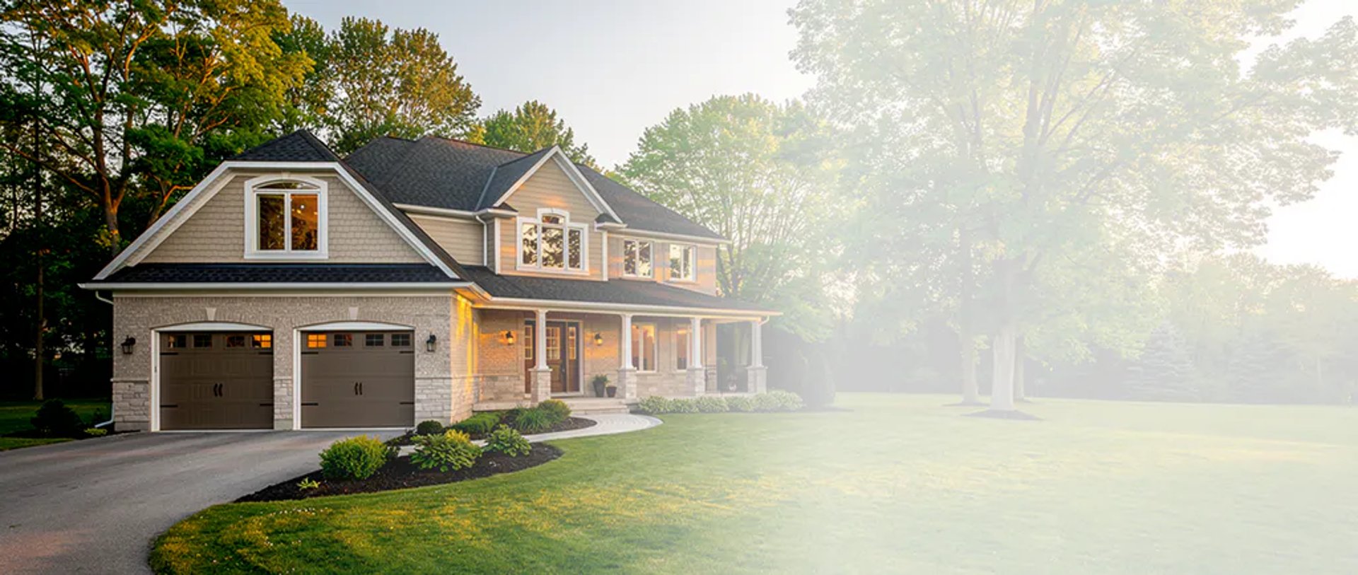 Luxury home exterior photographed at twilight for a real estate listing