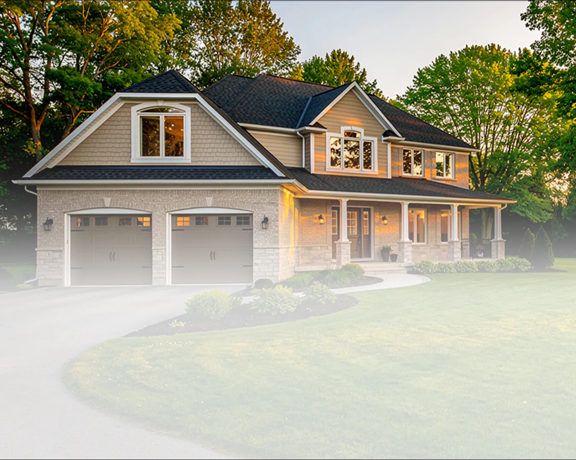 Luxury home exterior photographed at twilight for a real estate listing