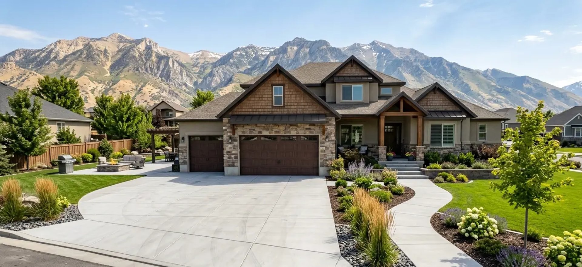 Professional concrete driveway, walkway, and patio in West Valley City, UT