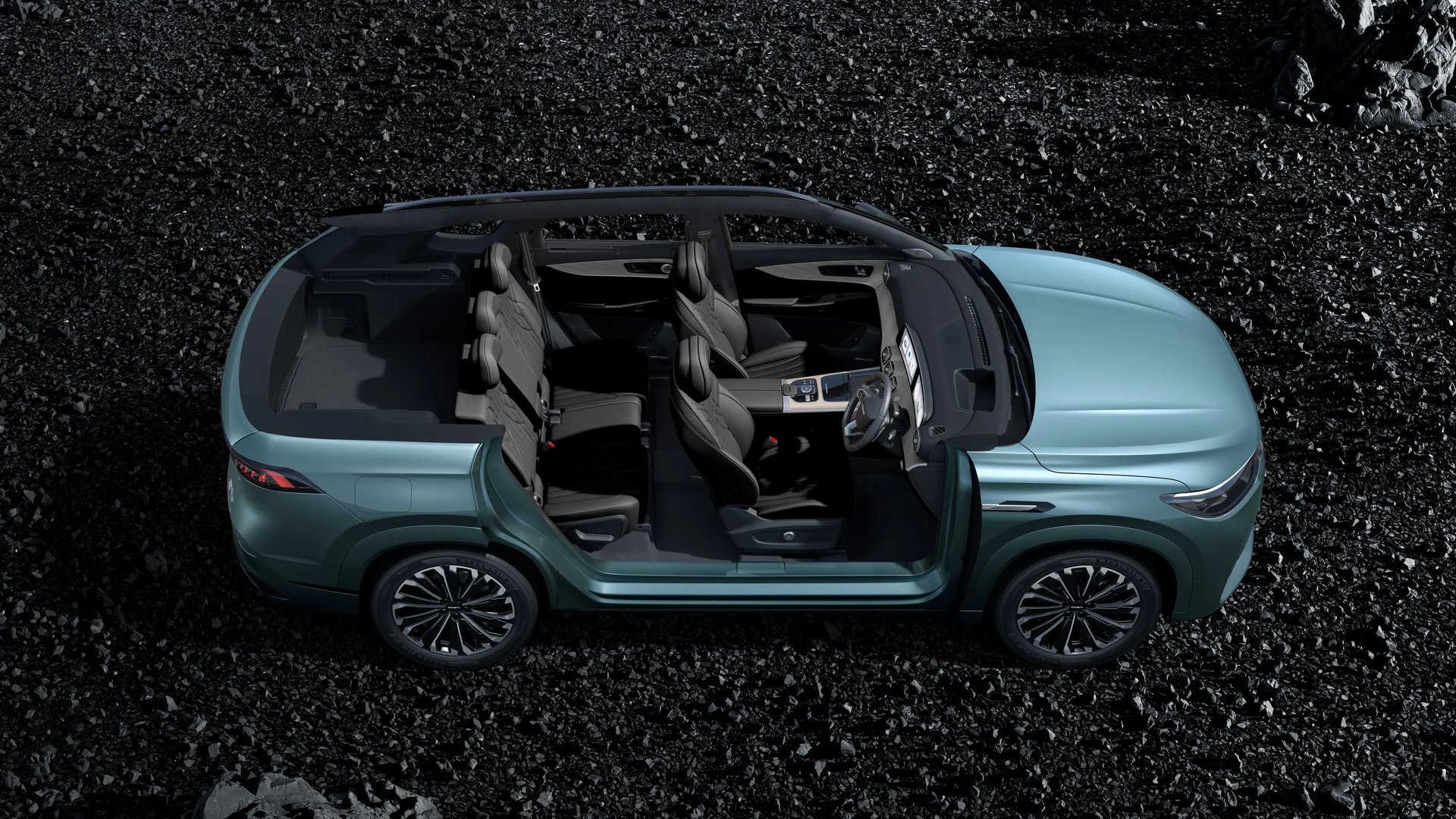 an abstract photo of a curved building with a blue sky in the background