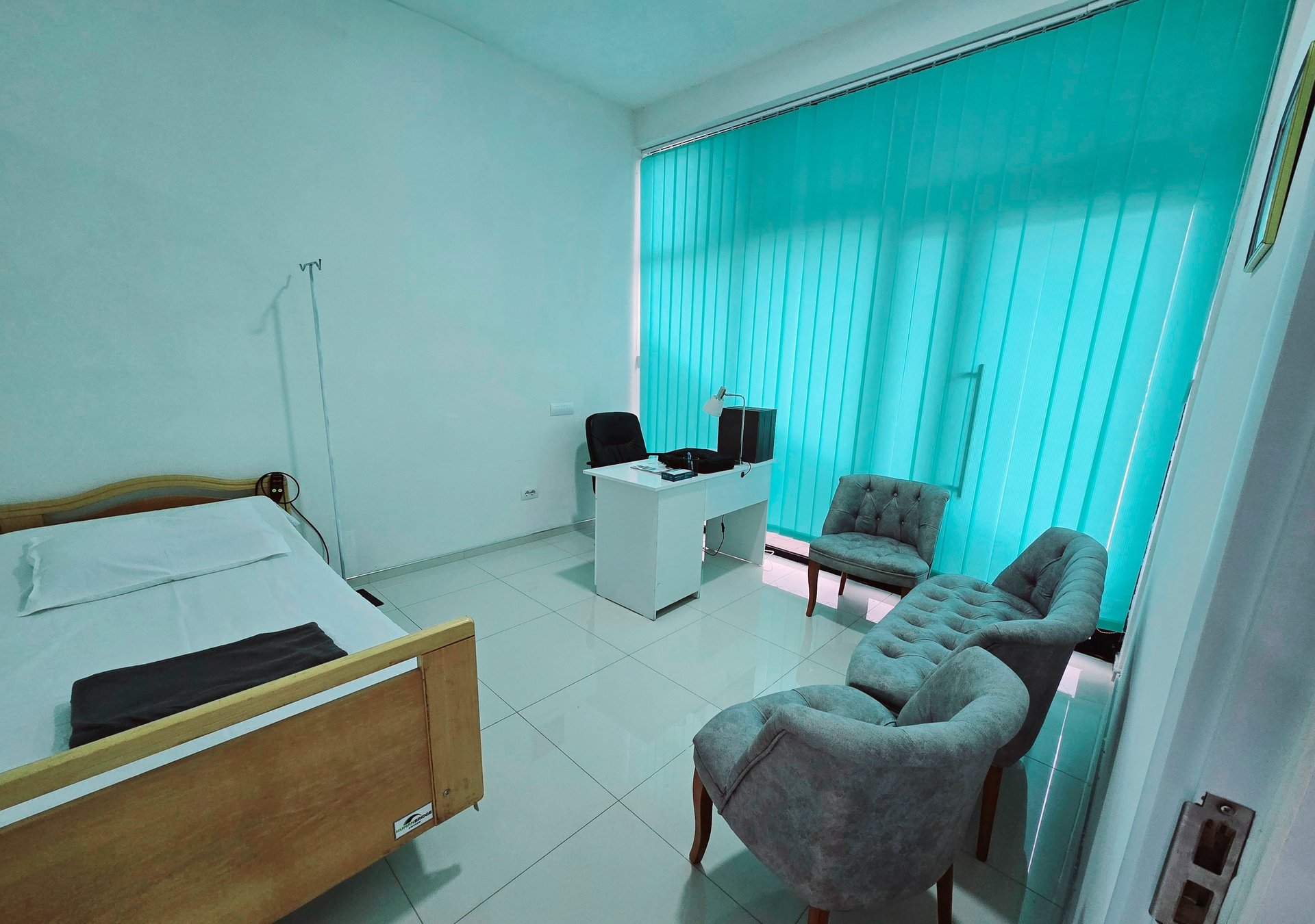 a man with a cast on his head is being examined by a doctor