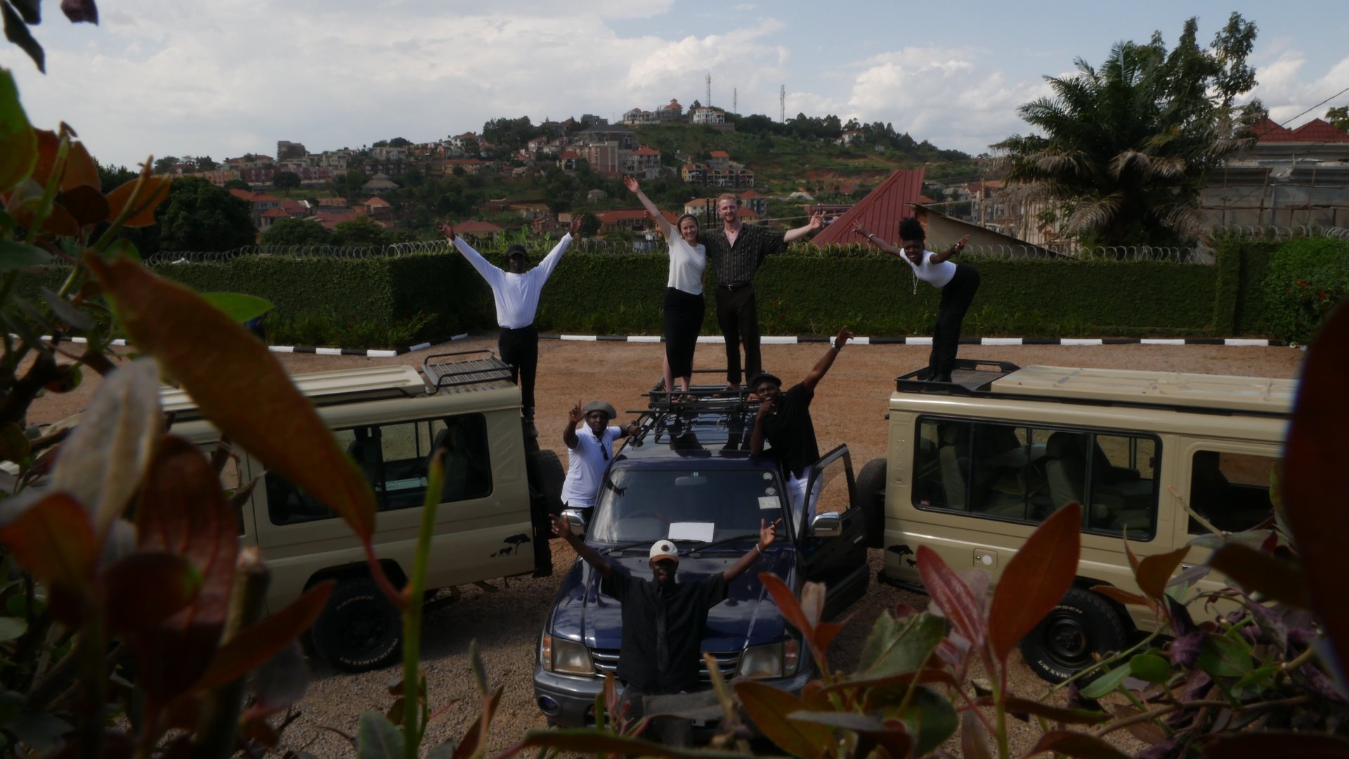 an abstract photo of a curved building with a blue sky in the background