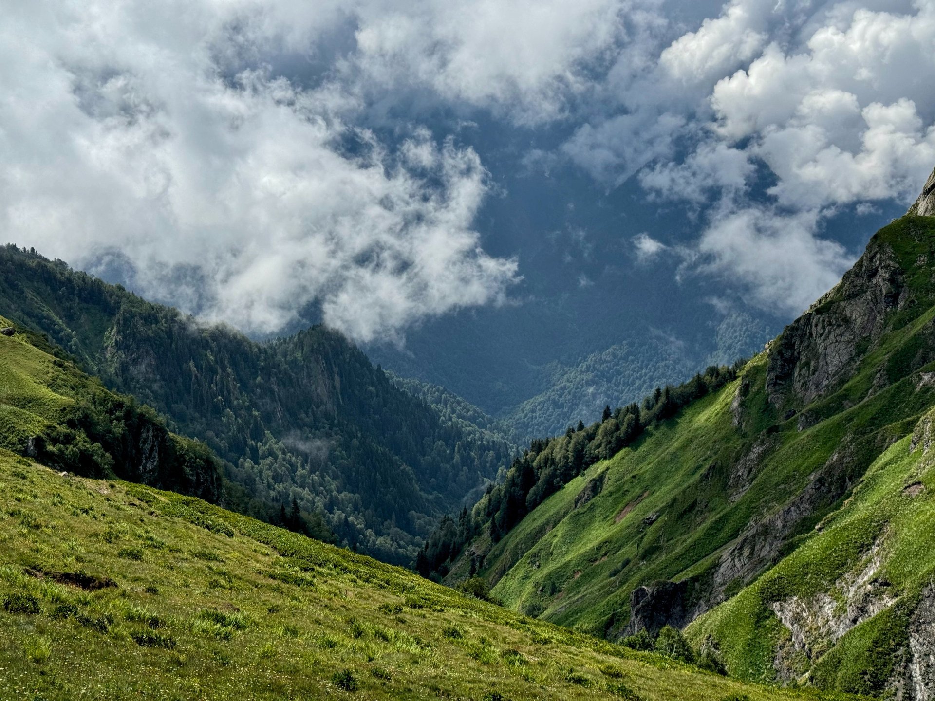 an abstract photo of a curved building with a blue sky in the background