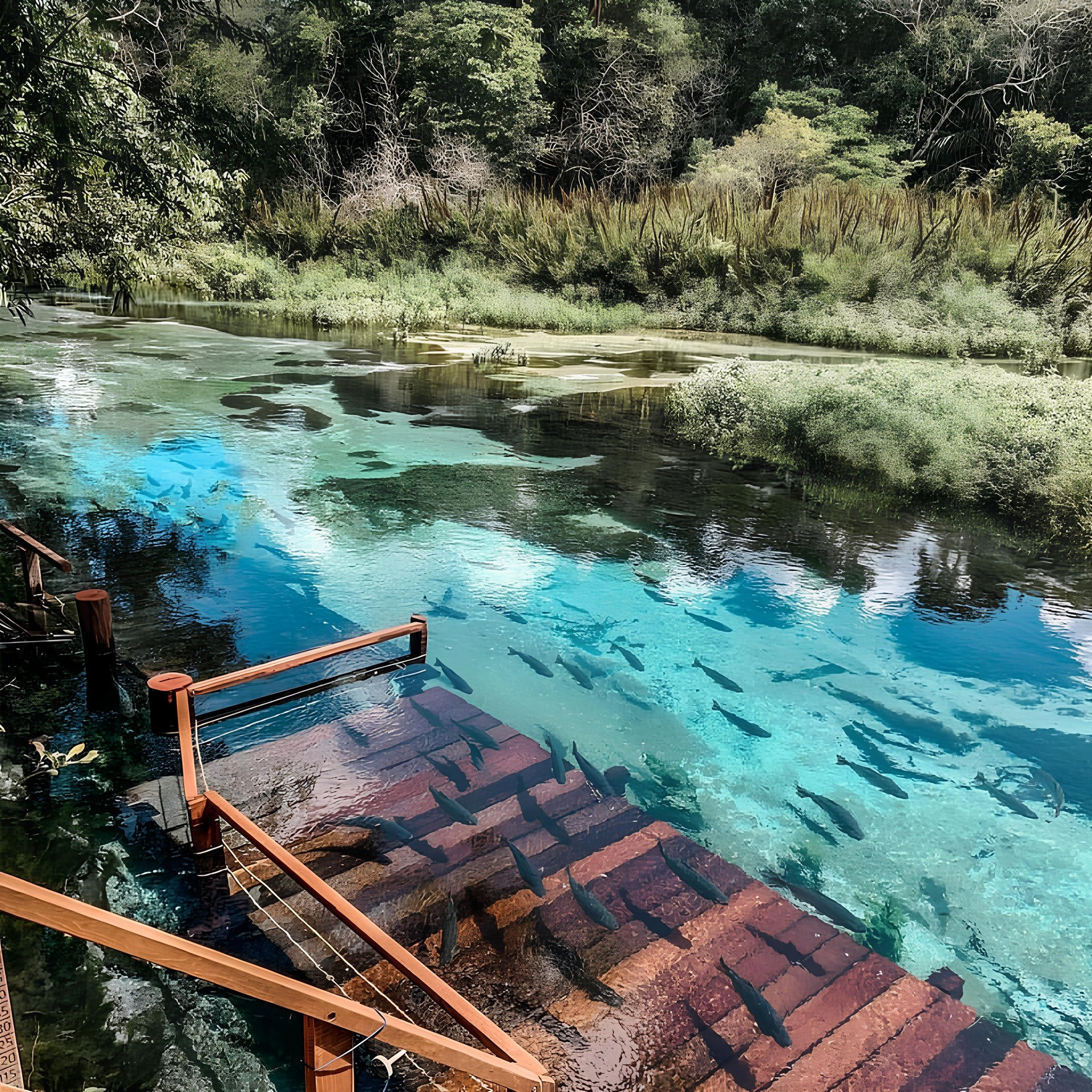 a river with a boat in it