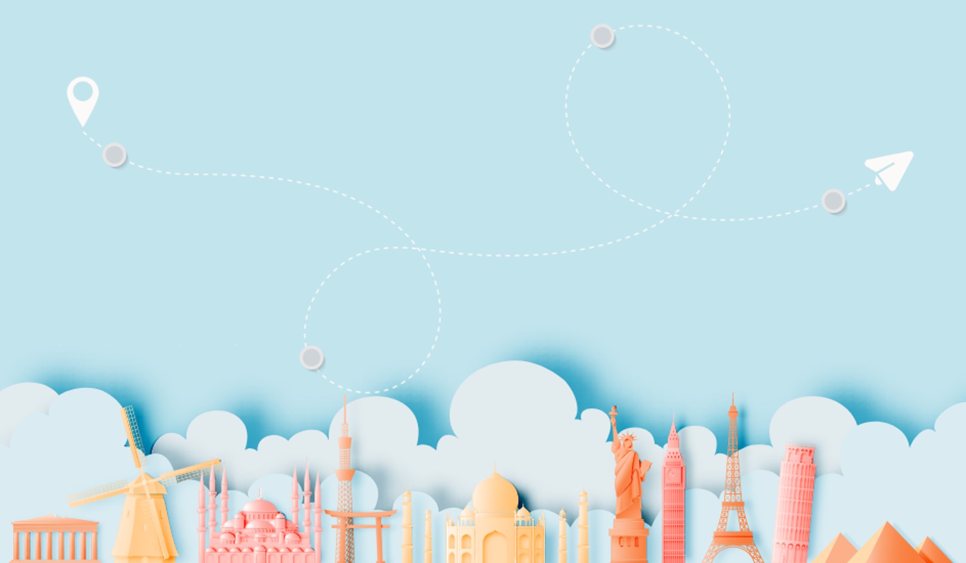 Paper art of famous landmarks