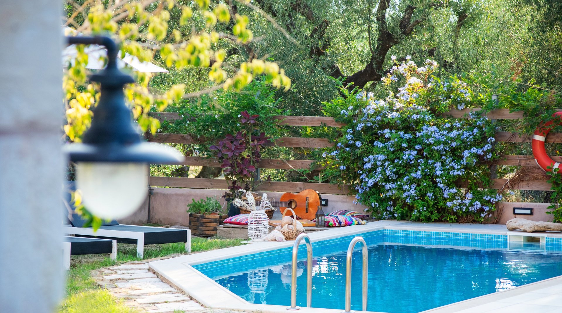an abstract photo of a curved building with a blue sky in the background