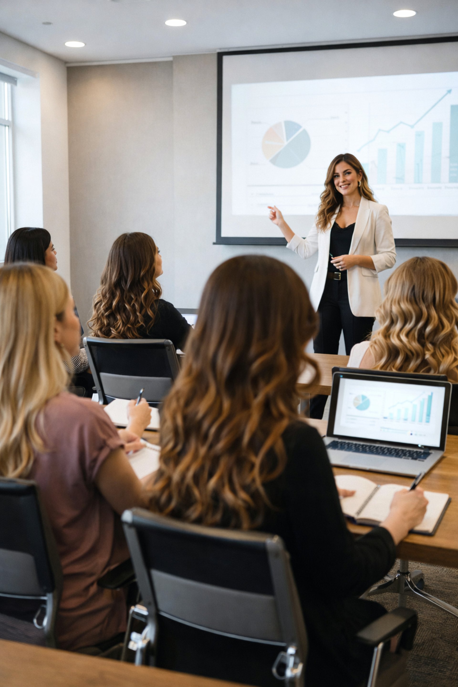 Four people collaborating around a table with documents.