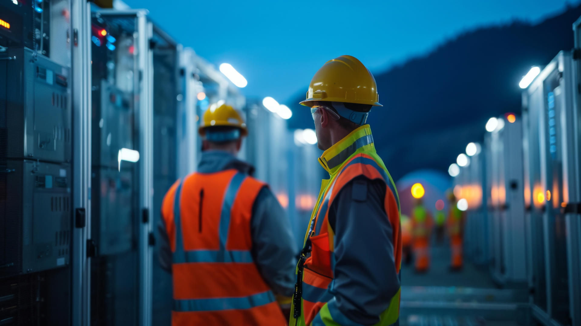 a group of men standing on top of a pile of metal