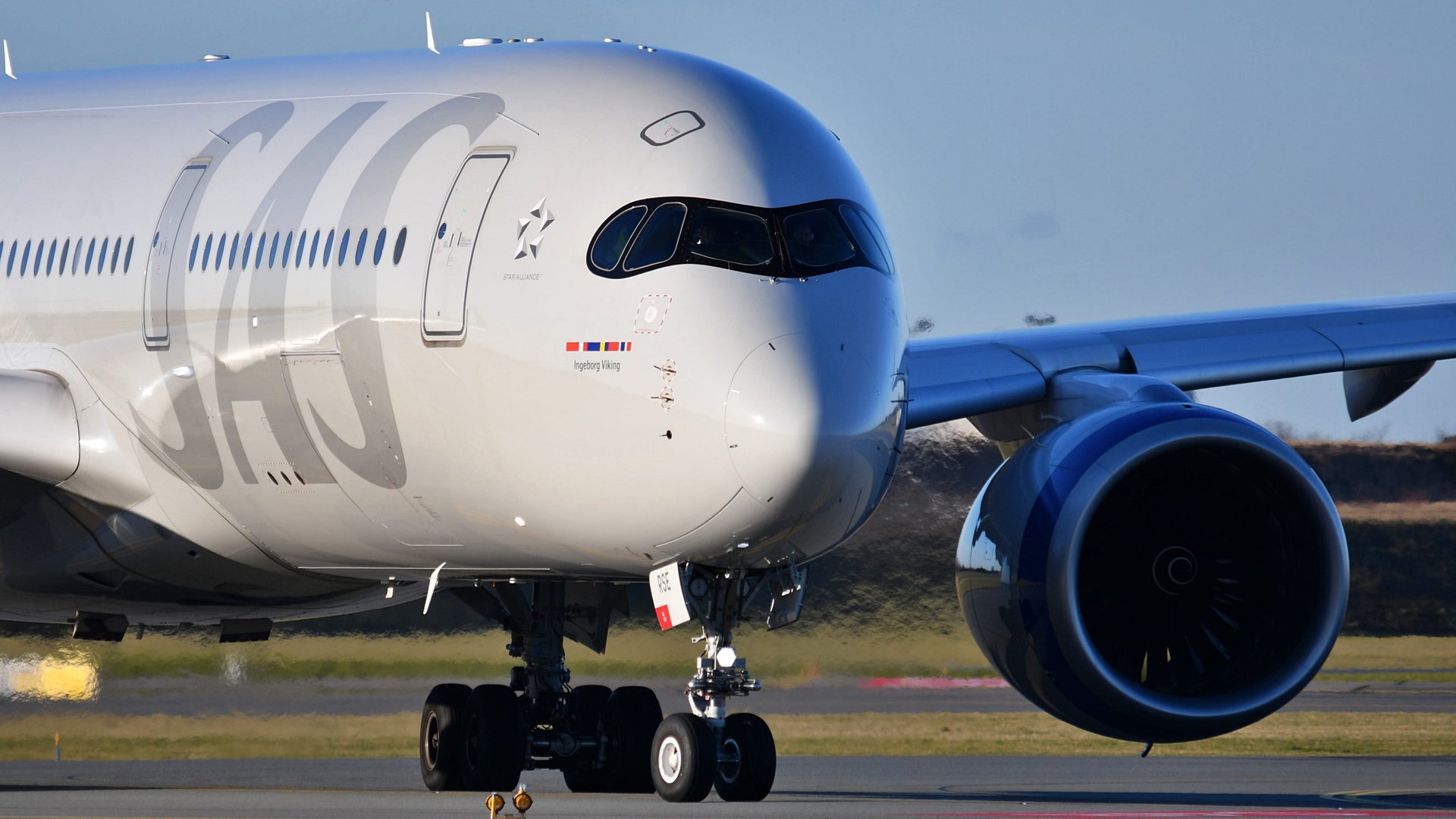 gray and blue air liner