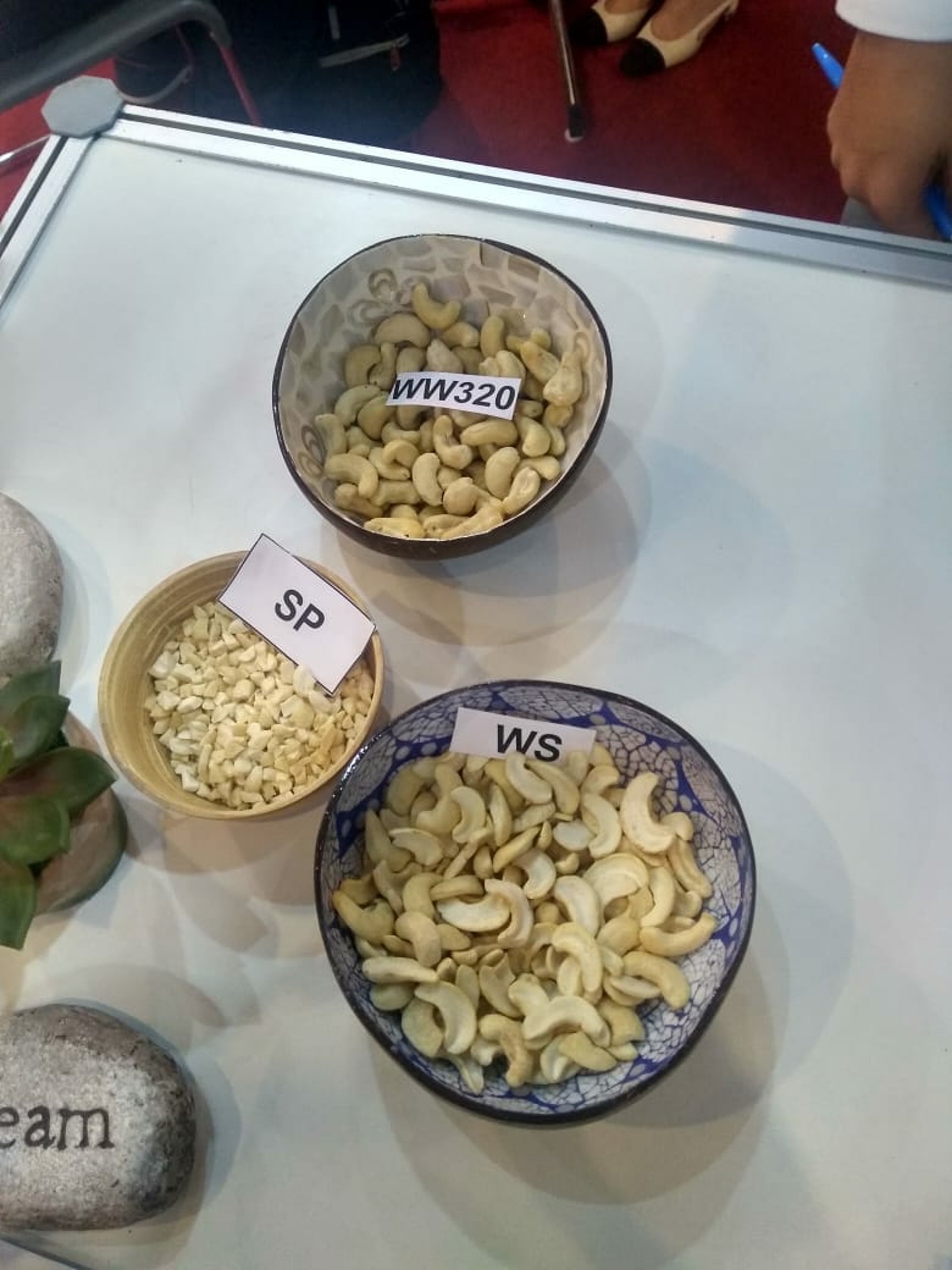 brown almond on clear glass bowl