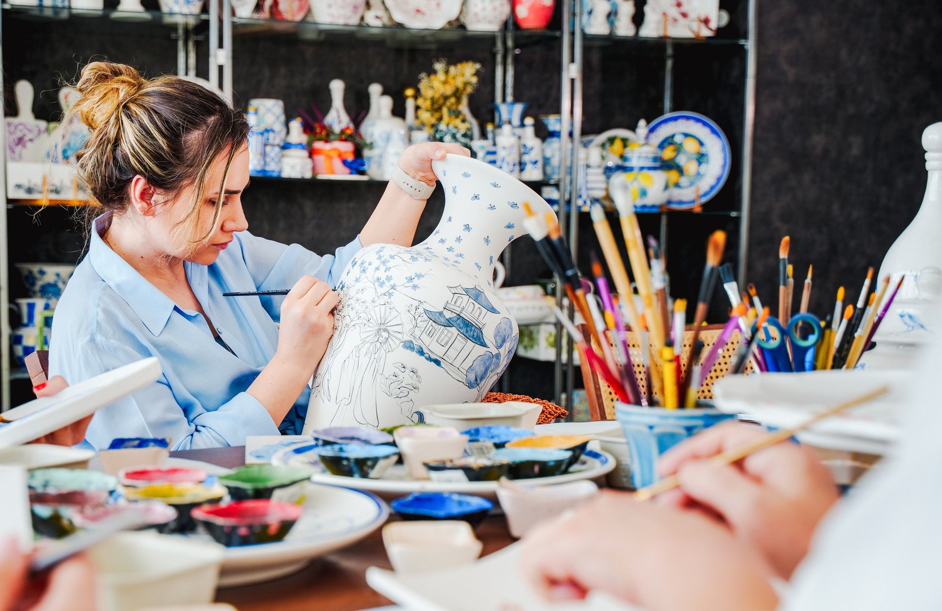 black blue and yellow textile