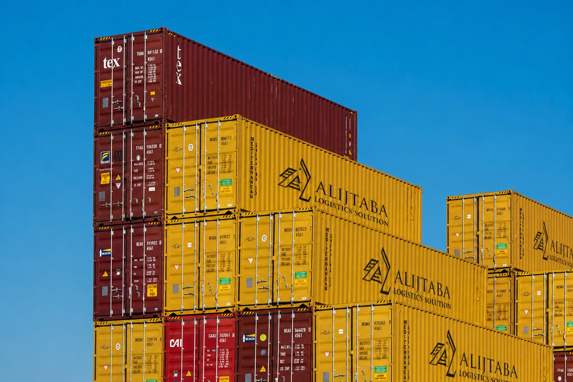 orange and black cargo containers