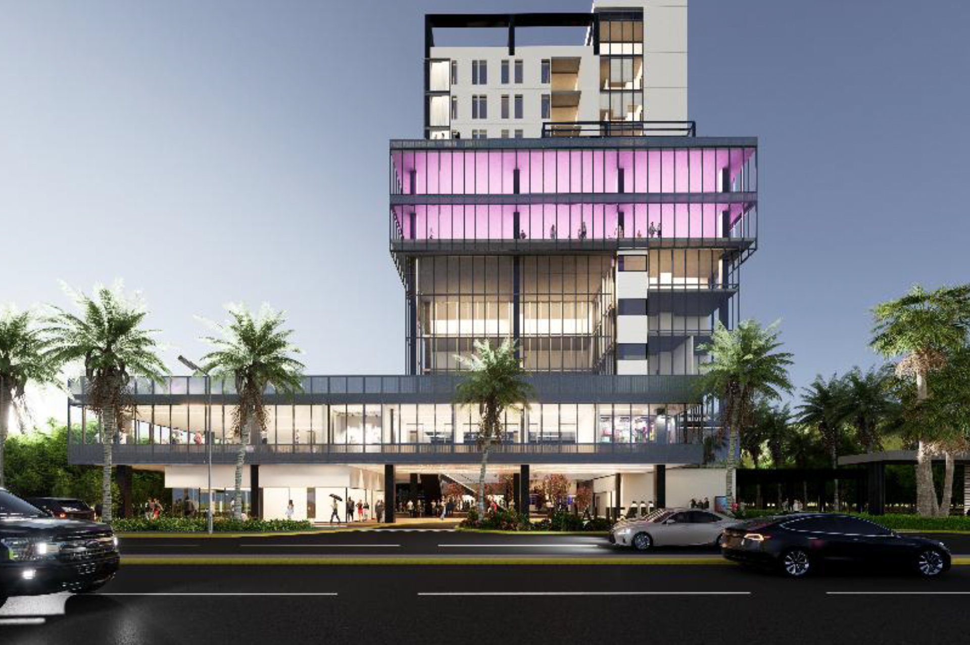 an abstract photo of a curved building with a blue sky in the background