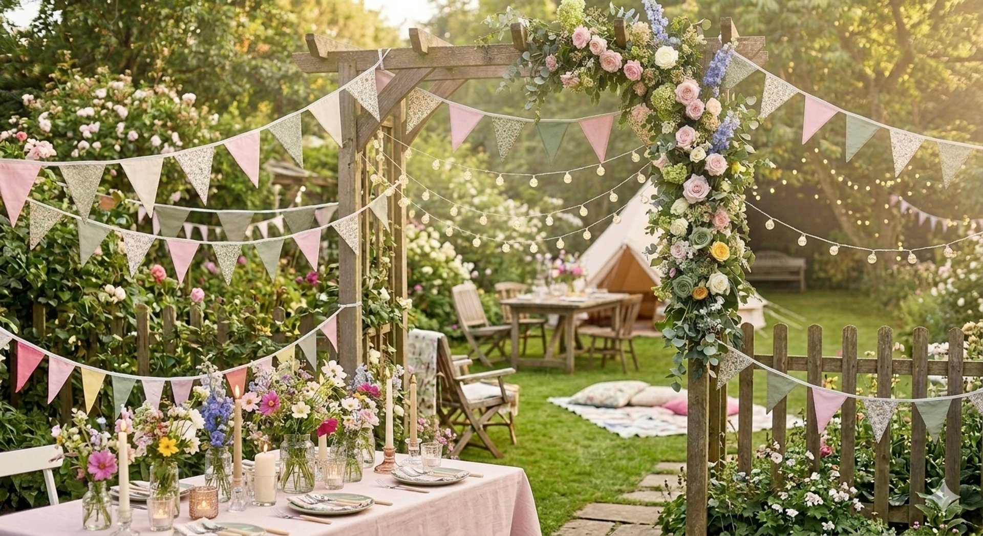 a table topped with a plate of food next to a vase of flowers