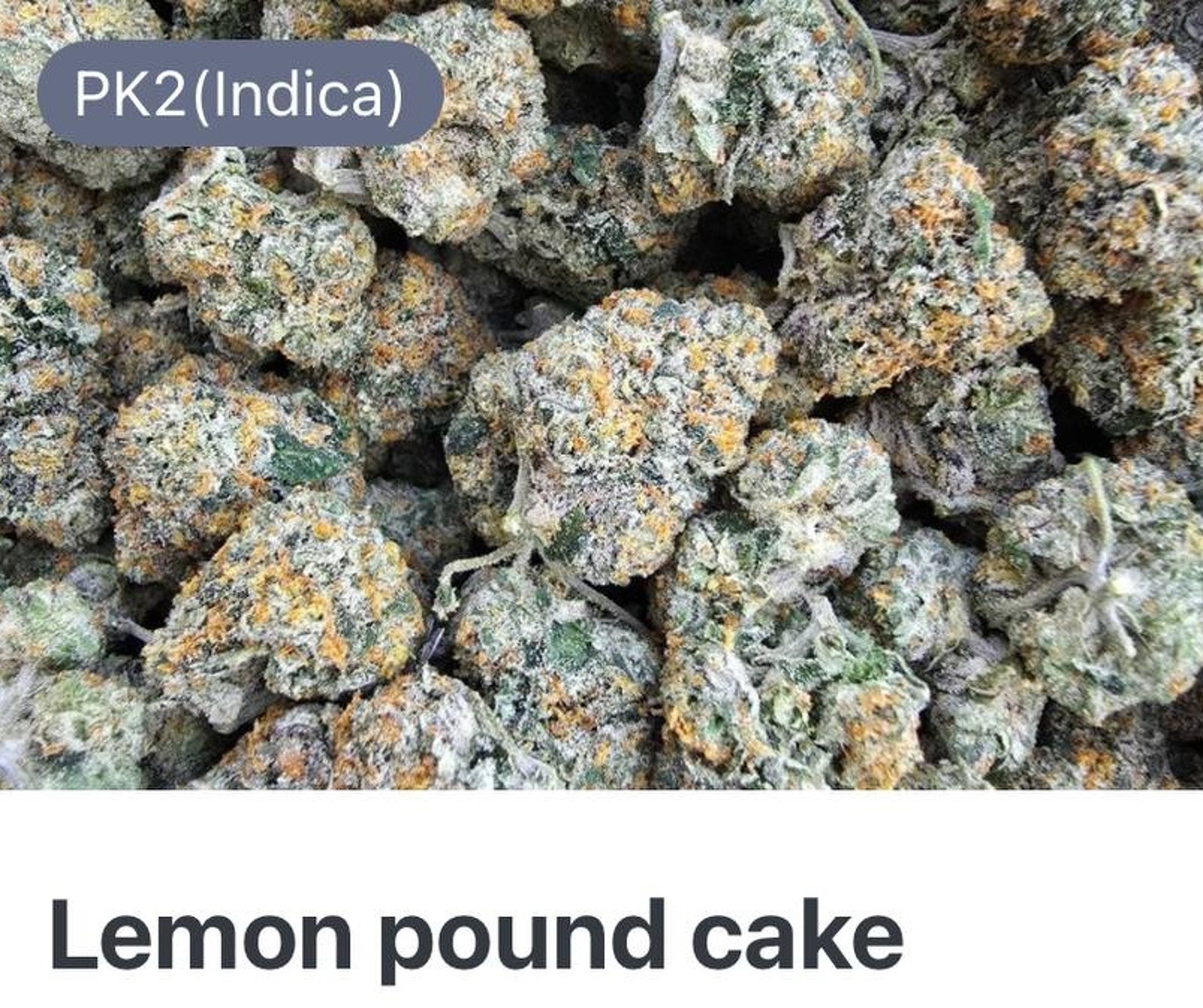 Lemon Pound Cake cannabis flower with 70% indica and 30% sativa genetics (PK2), presented for adults aged 20+ in Thailand 
