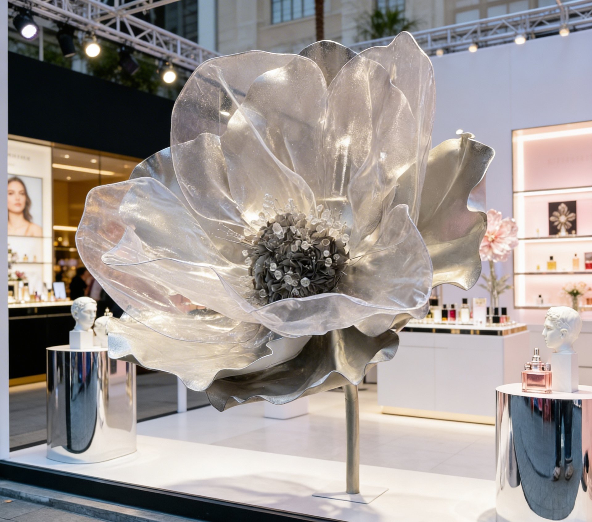 an abstract photo of a curved building with a blue sky in the background