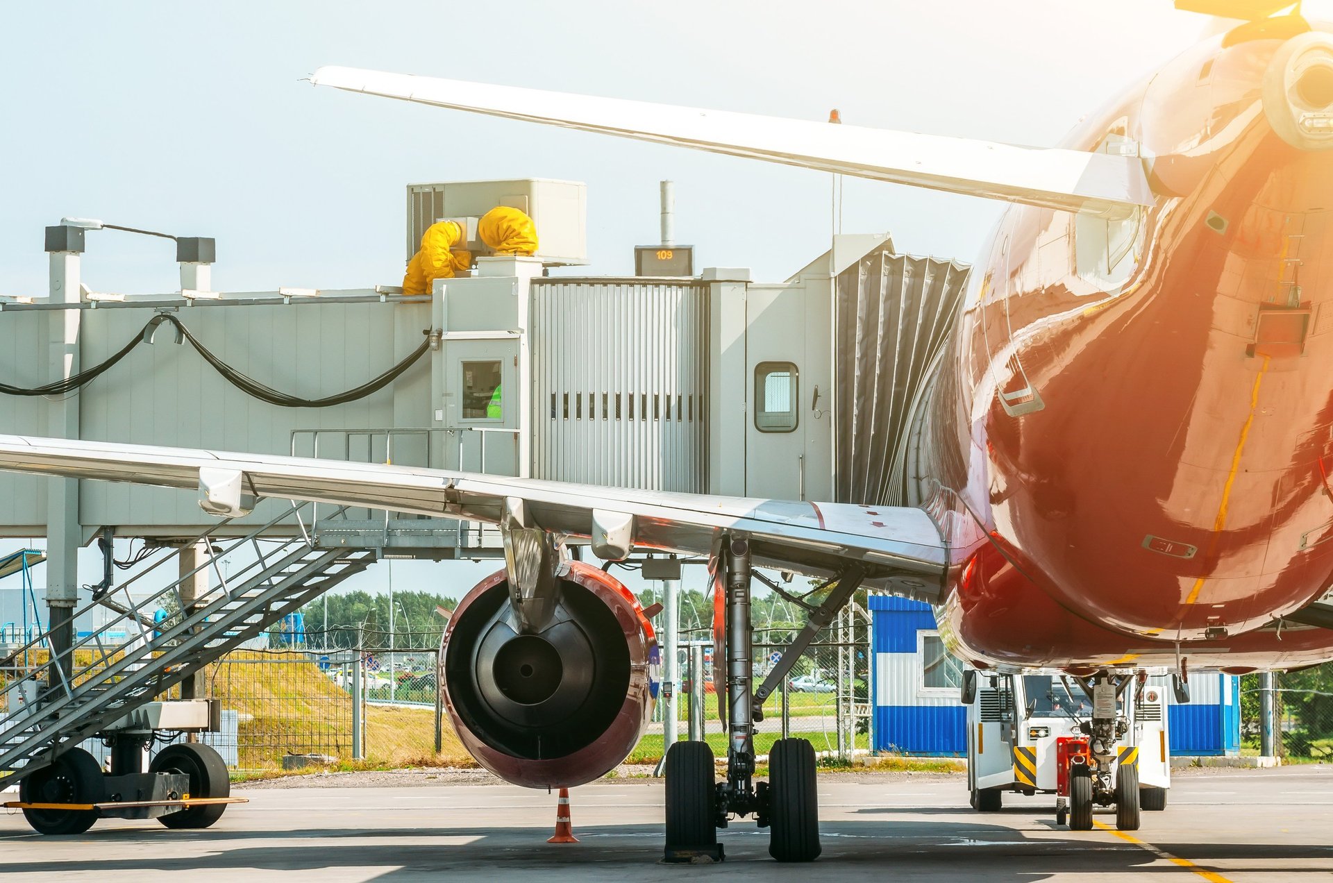 airplanes window view of sky during golden hour