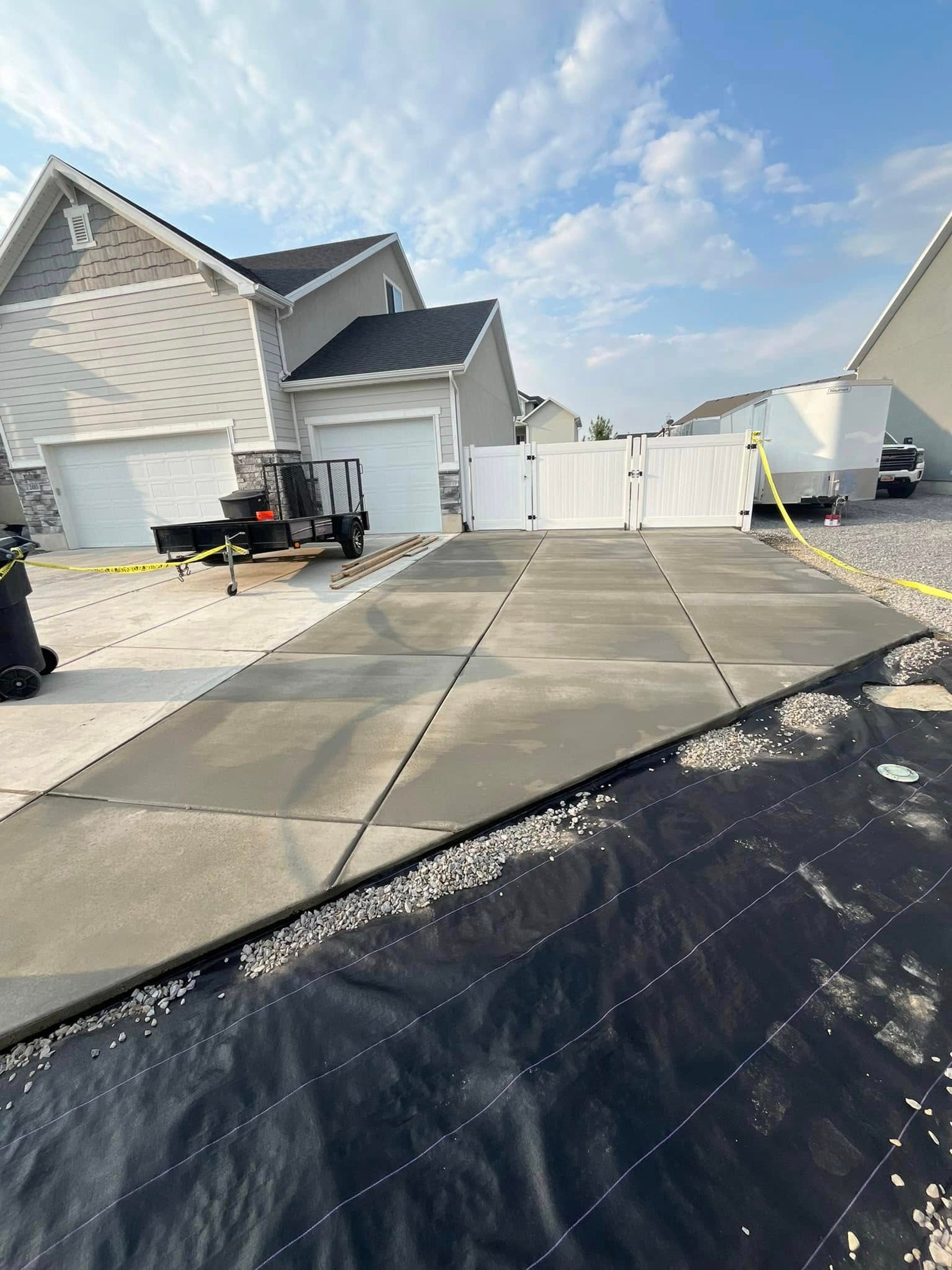 concrete driveway extension installation