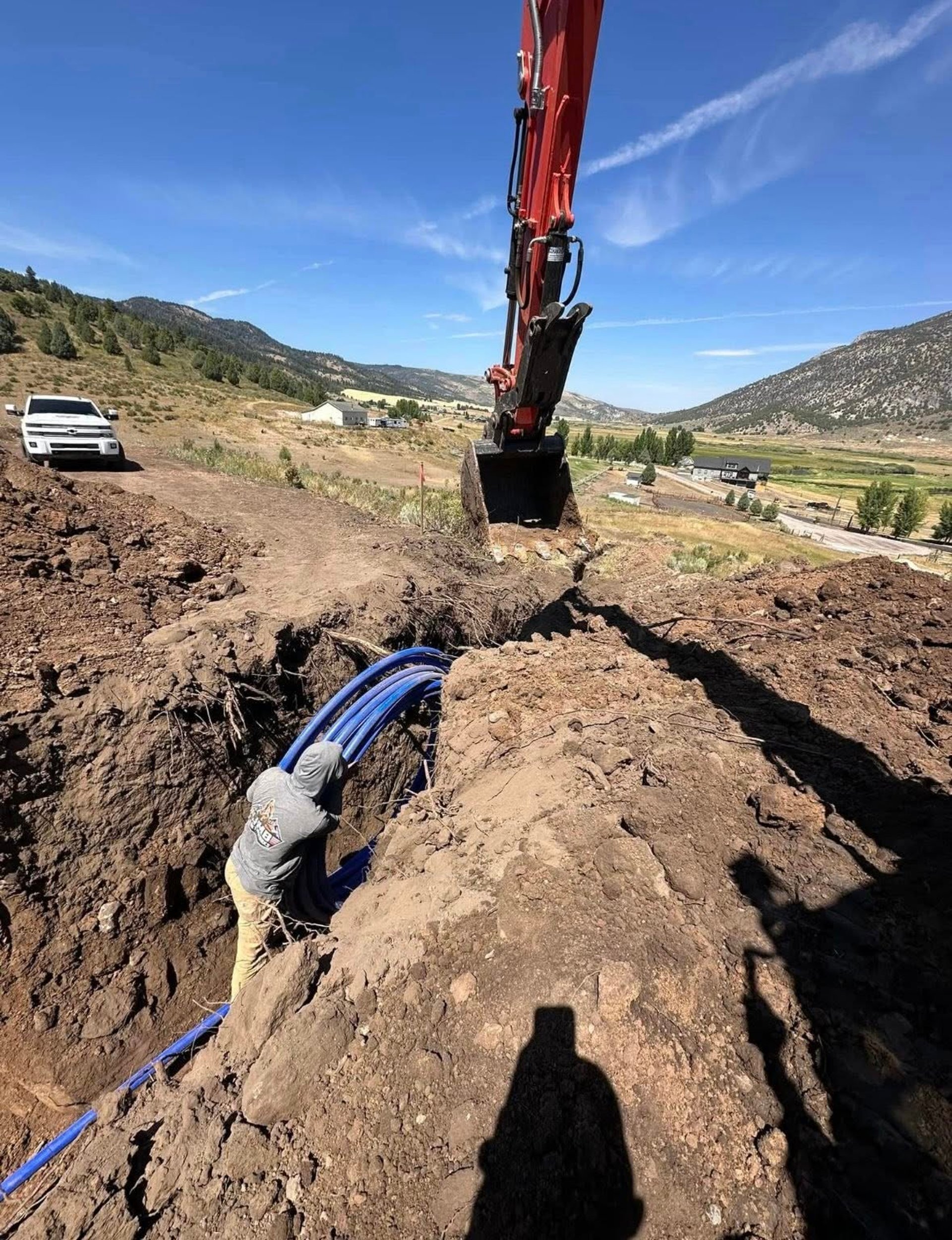 excavator digging for utilities