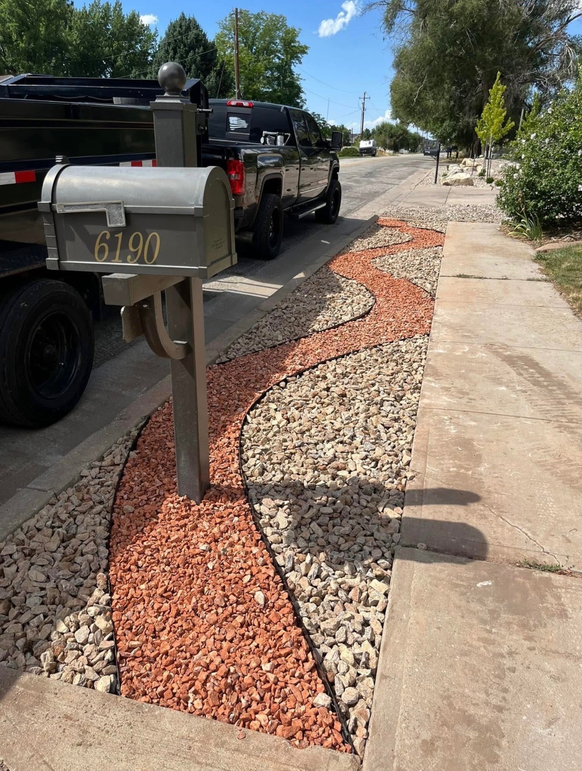 park strip rock installation in northern Utah