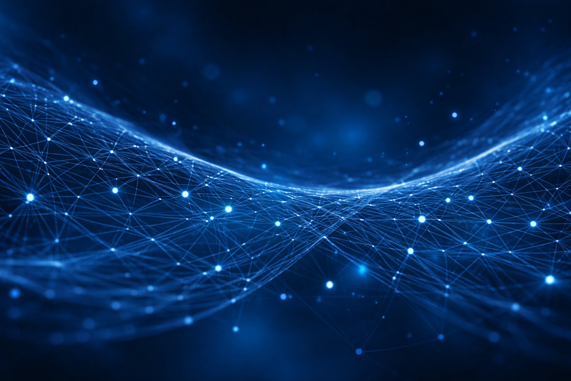 a blue background with lines and dots