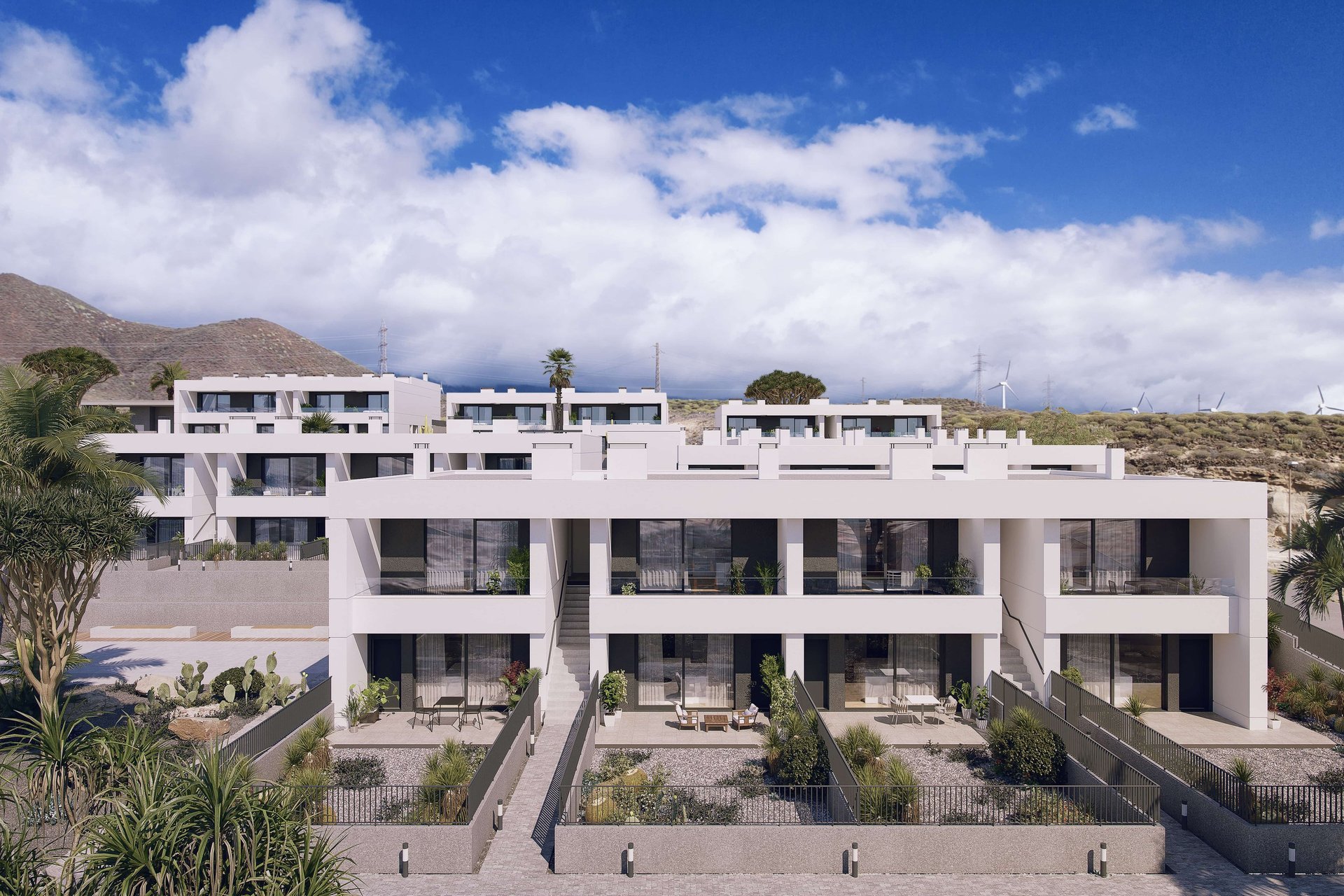 an abstract photo of a curved building with a blue sky in the background