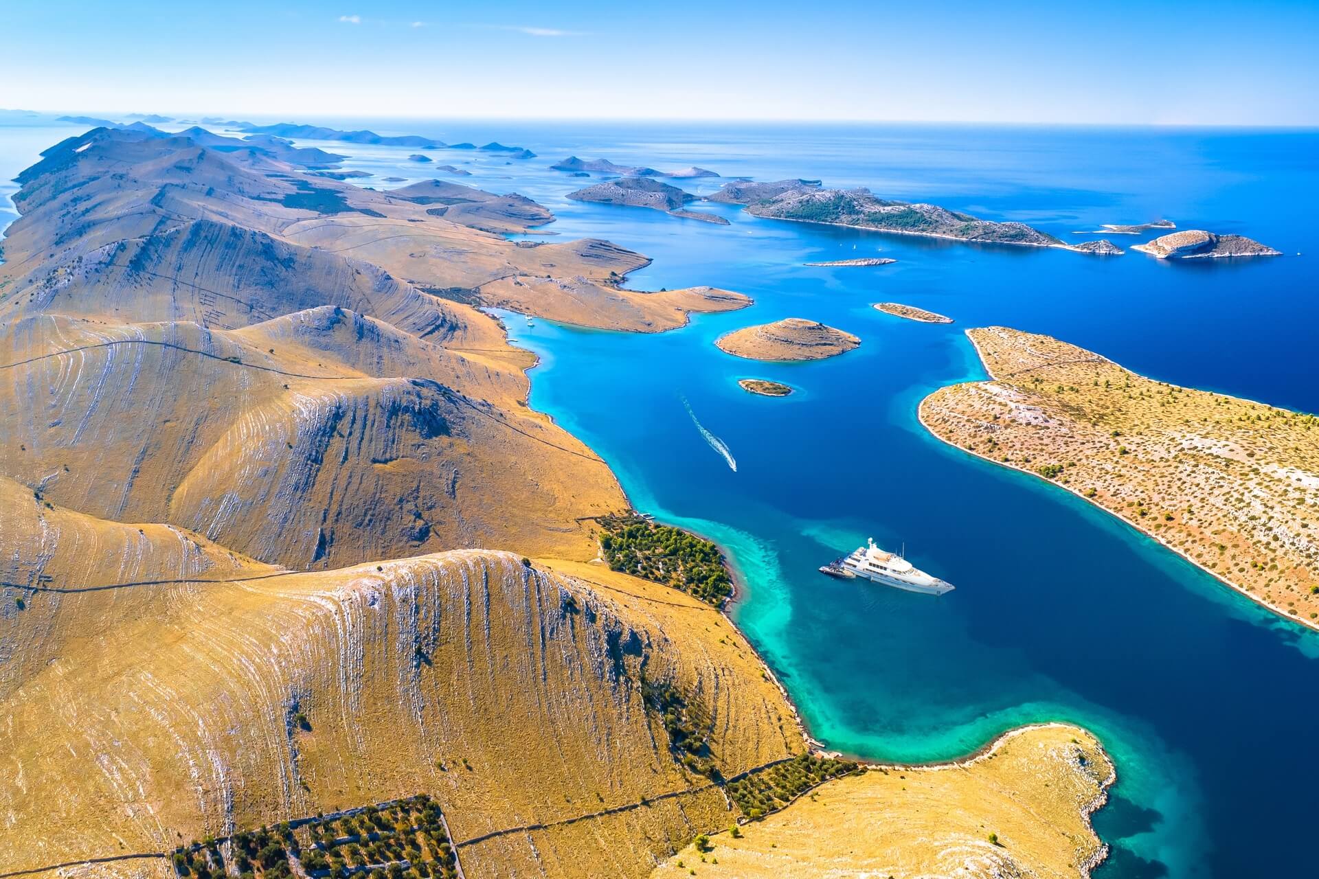 Enchanting bird view  of the Kornati Islands National Park in the Zadar Archipelago.