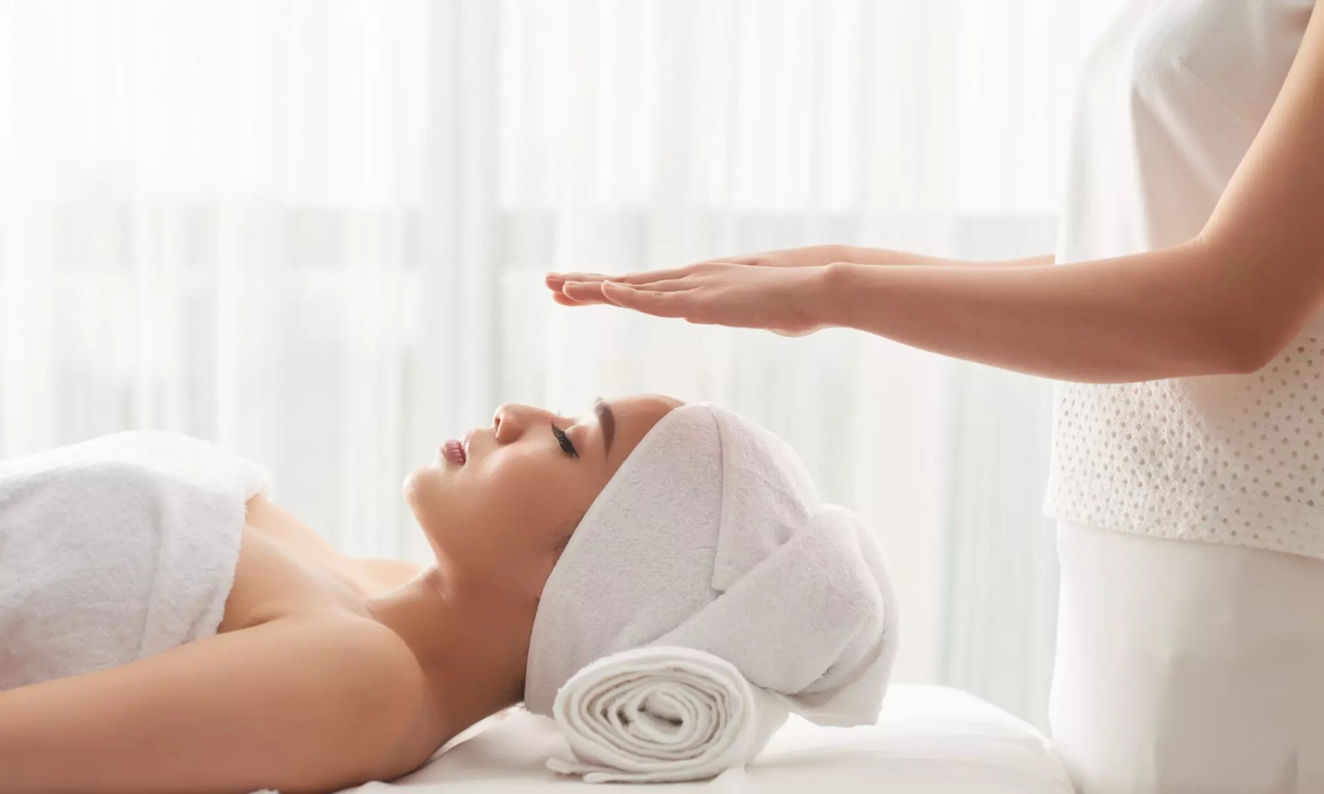 woman wearing white towel