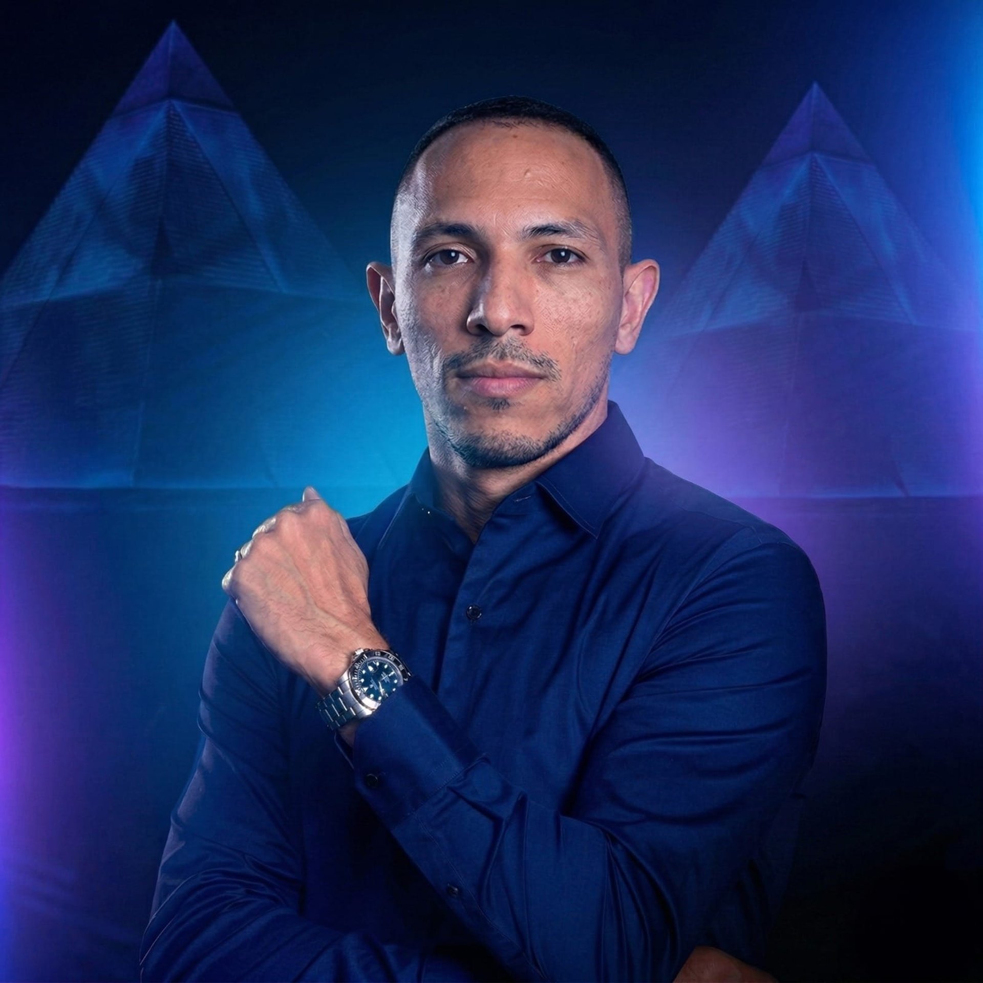 an abstract photo of a curved building with a blue sky in the background