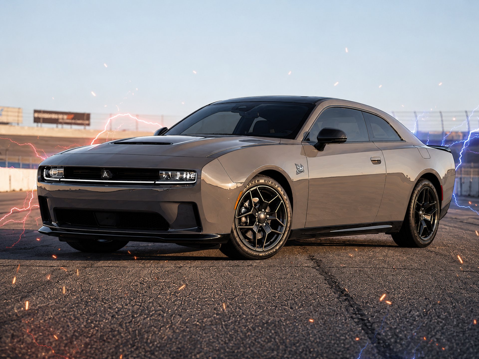 Stylized 2026 Scat Pack Dodge Charger illustration for the Alex Jones Store vehicle giveaway overview