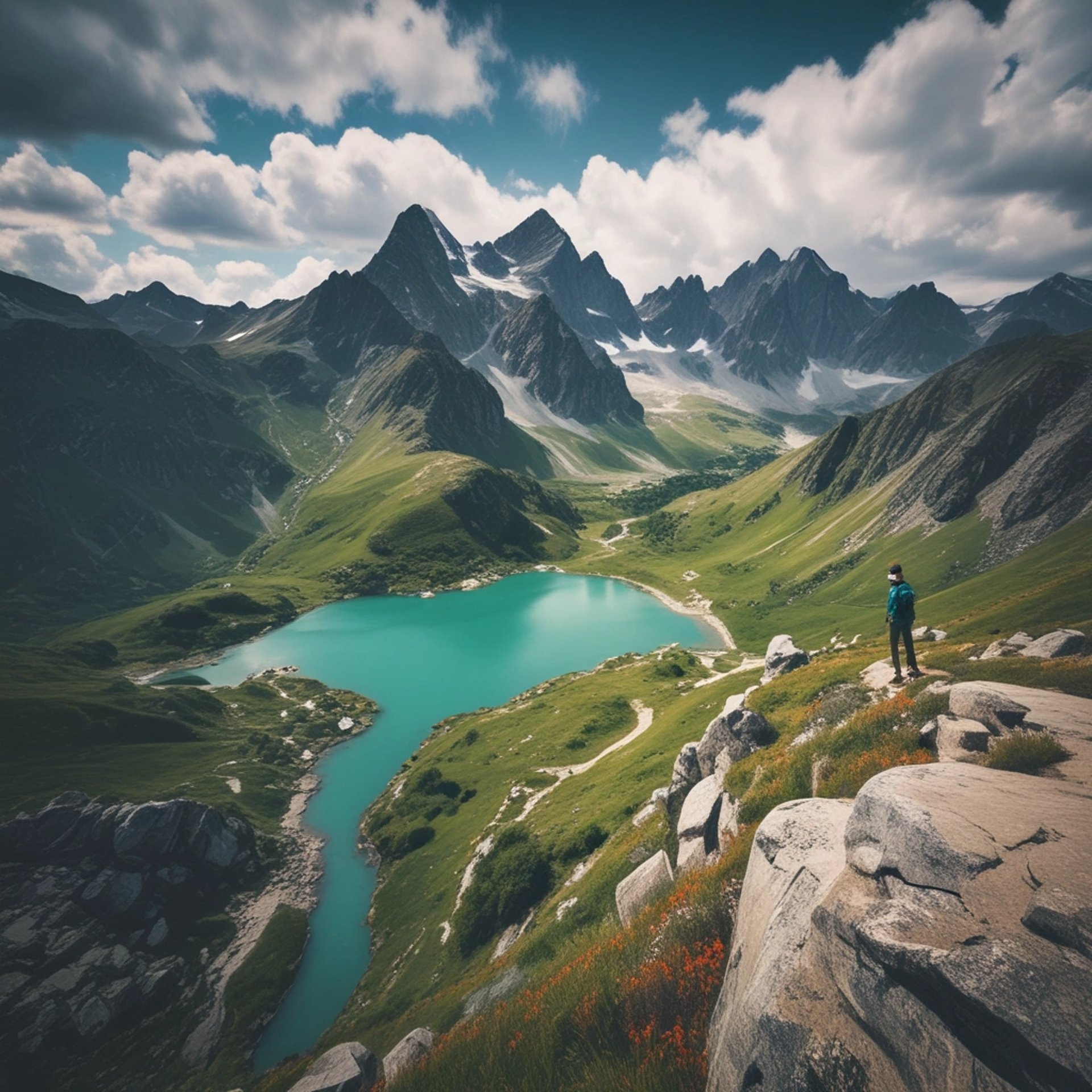an abstract photo of a curved building with a blue sky in the background