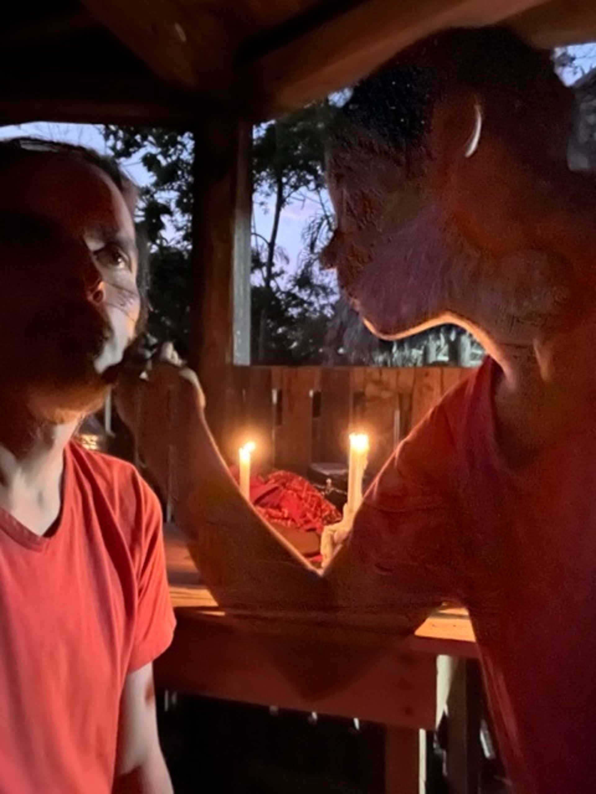 an abstract photo of a curved building with a blue sky in the background