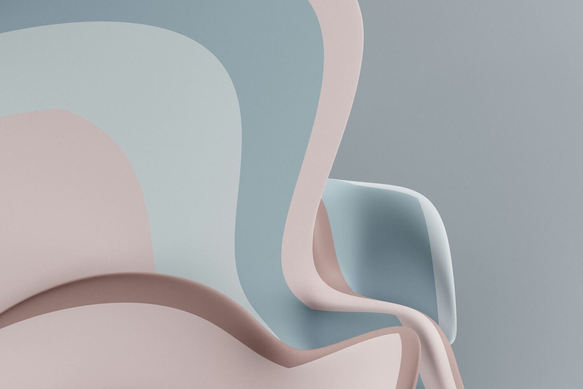 Formas circulares de colores verde, gris, rosa, sobre fondo gris