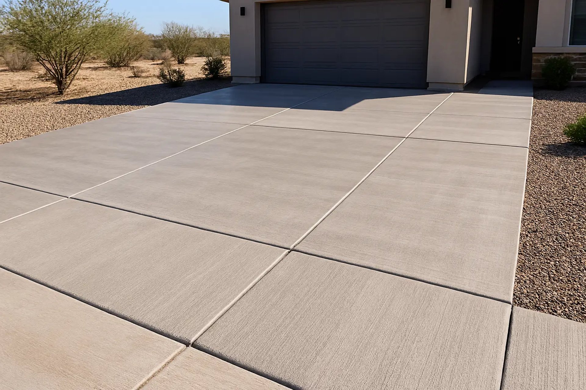 broom-finished concrete driveway at a home in Buckeye, Arizona