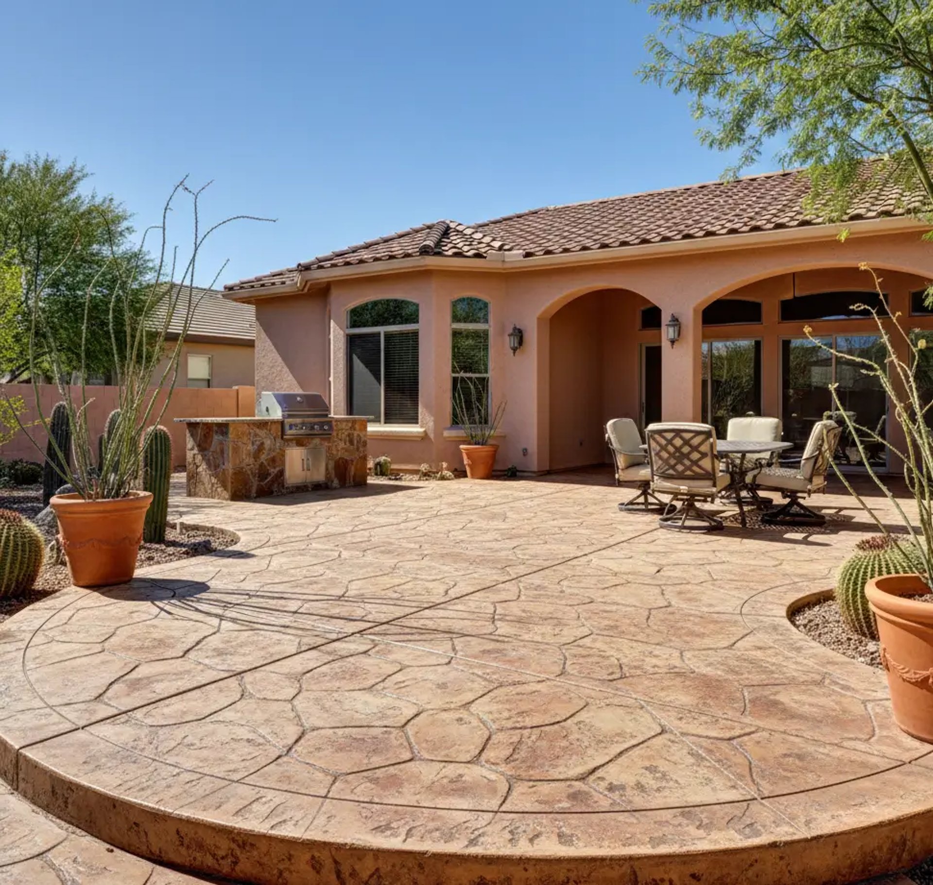 stamped concrete patio in Buckeye, Arizona,