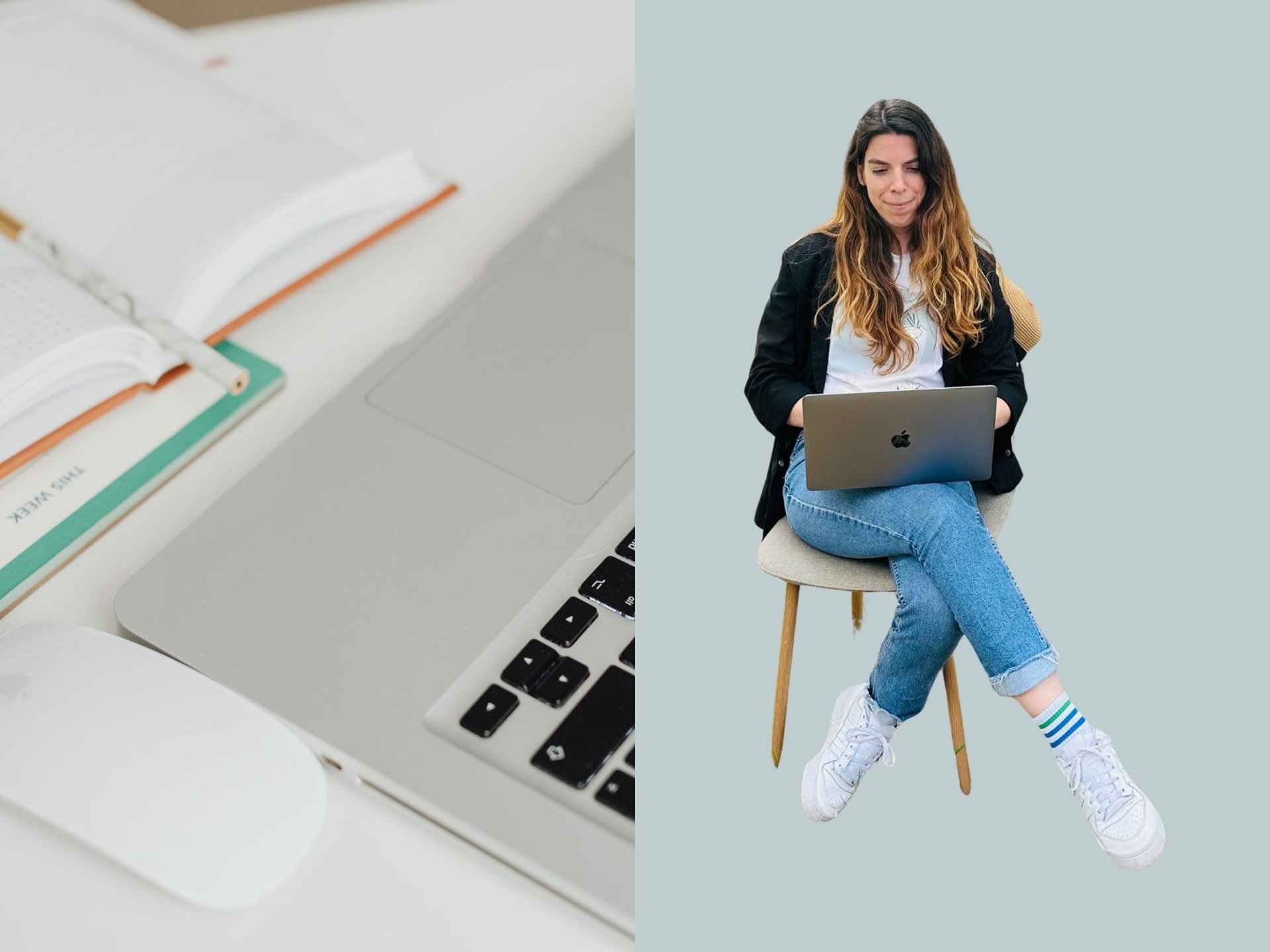 MacBook Pro near white open book