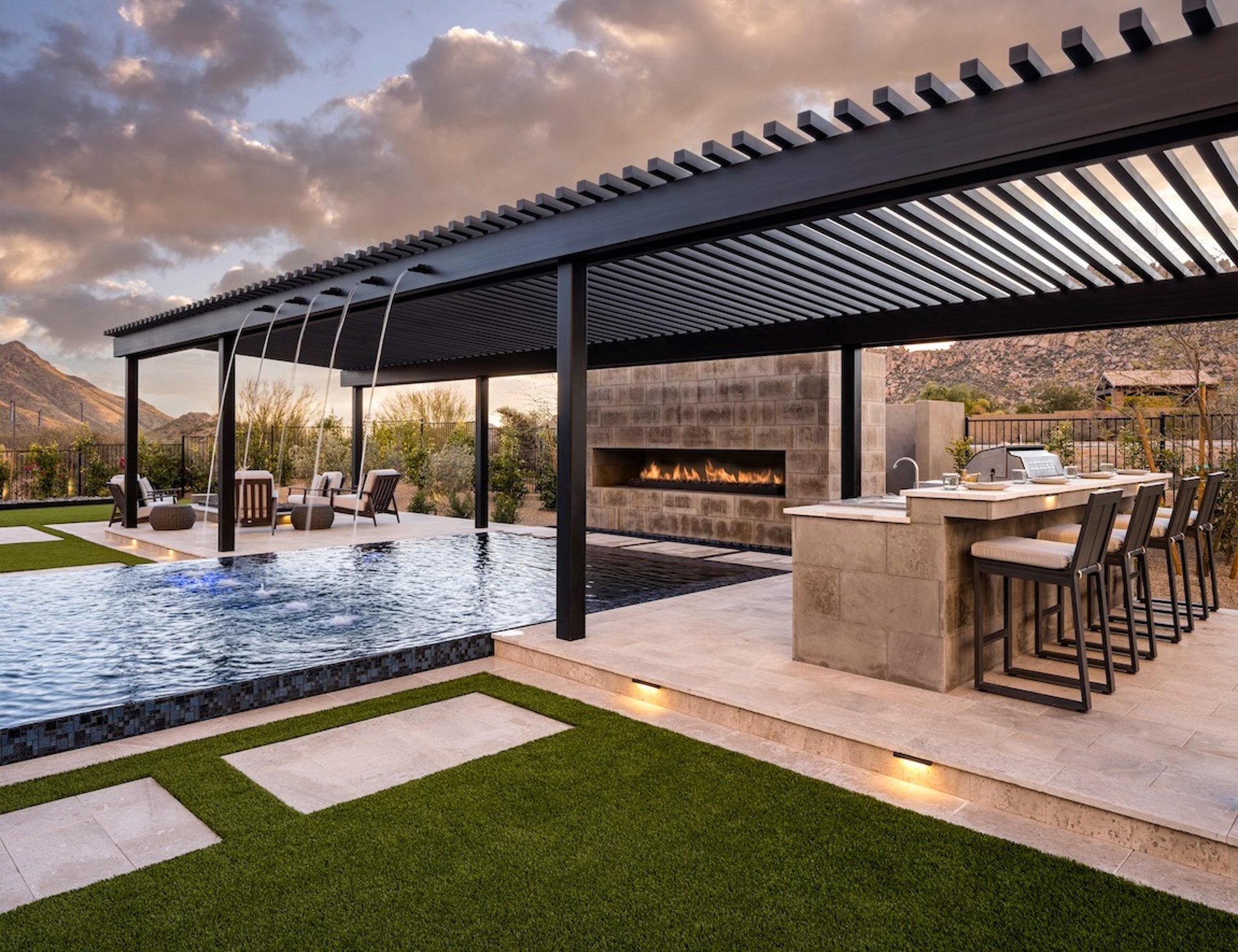 an abstract photo of a curved building with a blue sky in the background