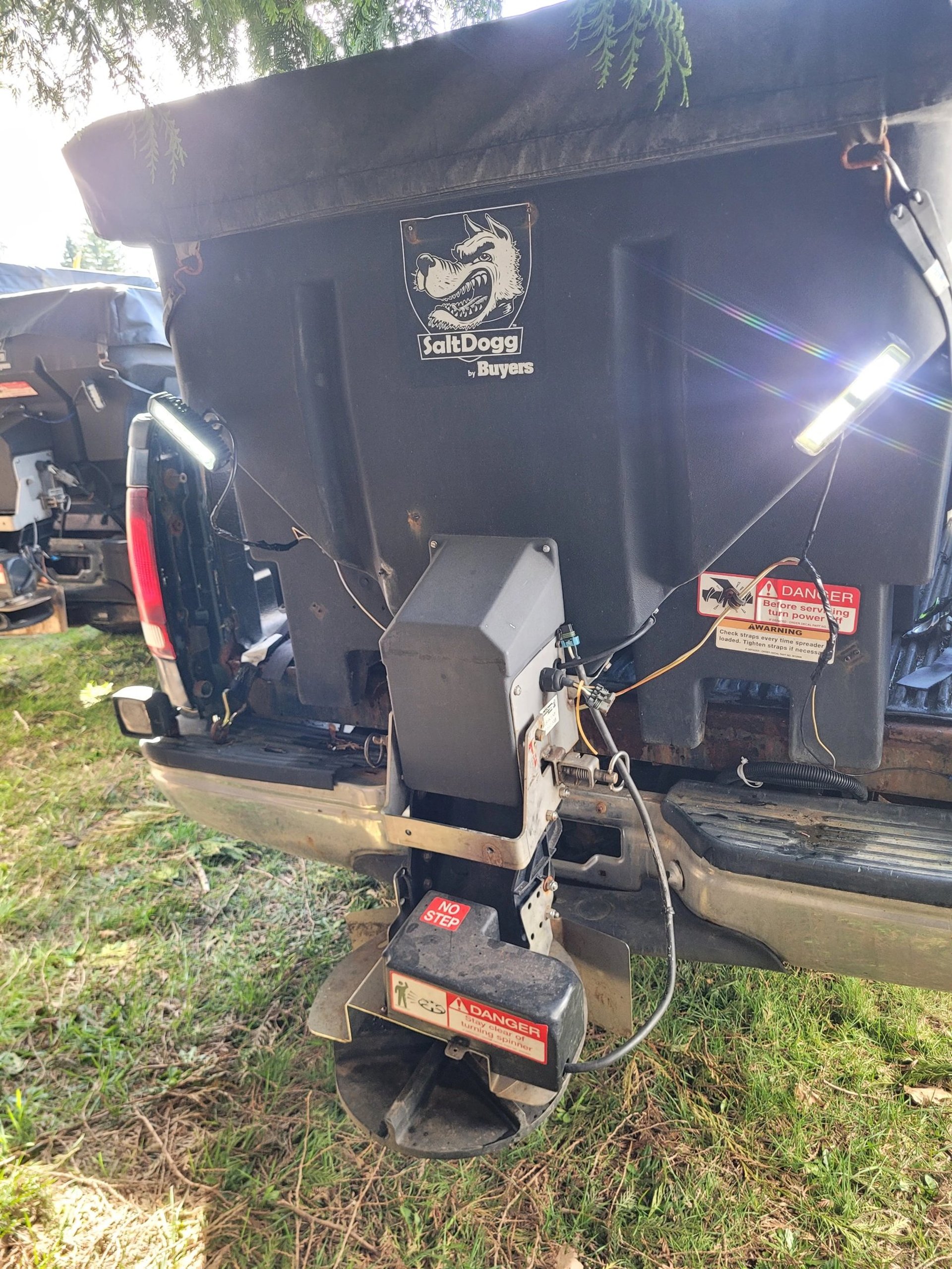 a picture of the back of a salter with its lights on