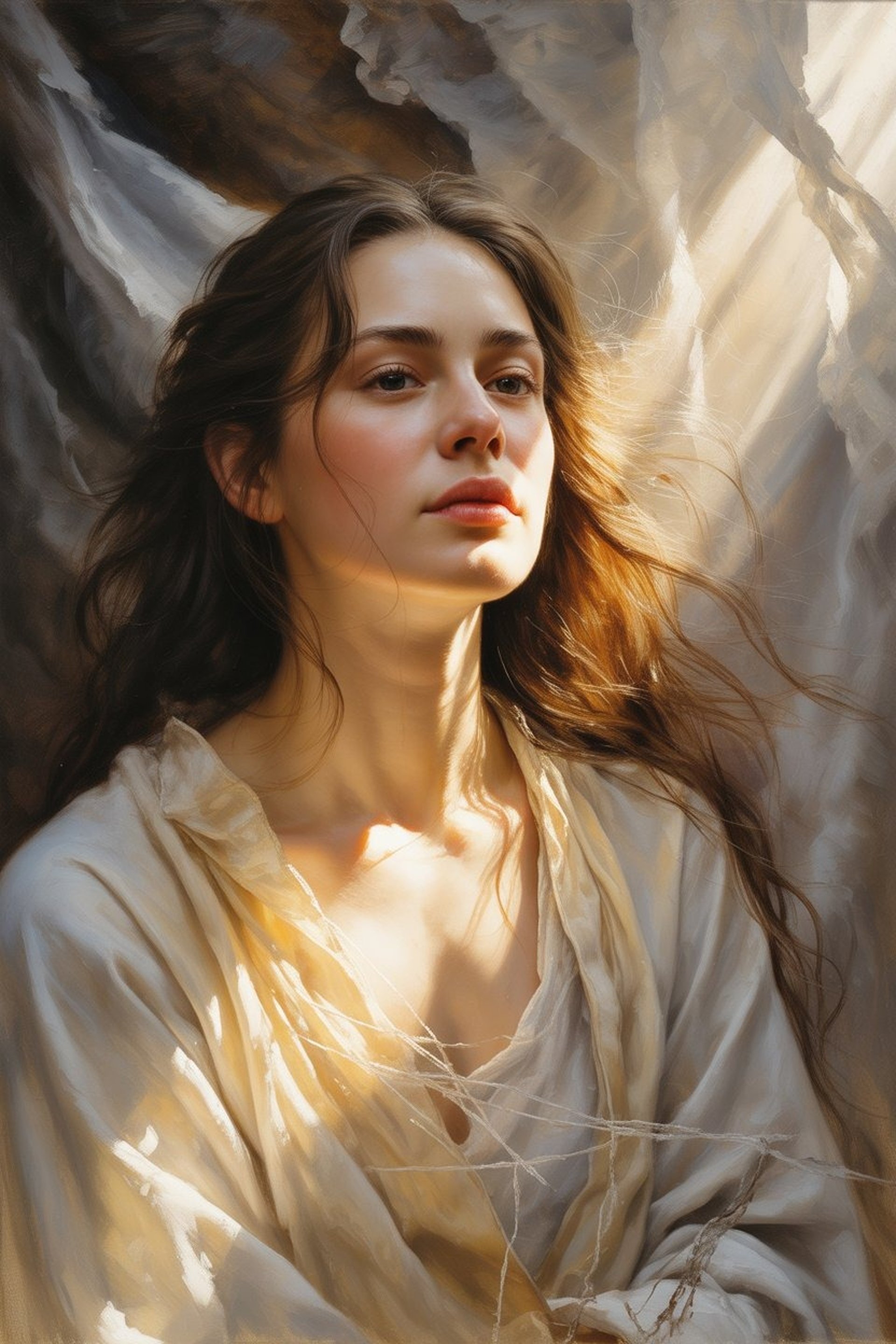 woman in blue and white shirt