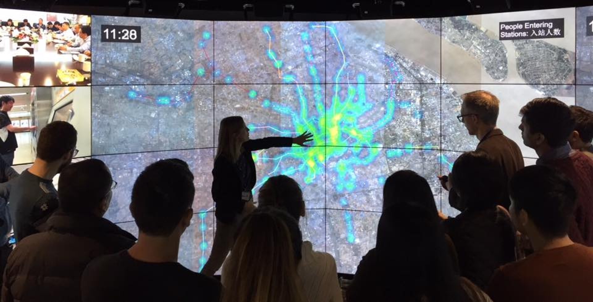 an abstract photo of a curved building with a blue sky in the background