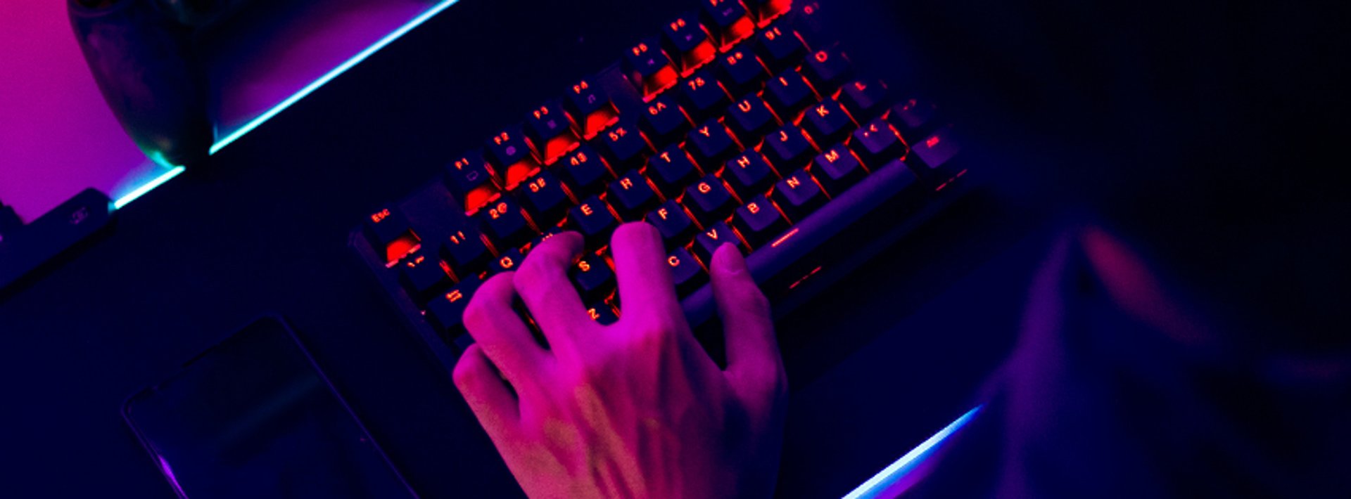 closeup photo of turned-on blue and white laptop computer