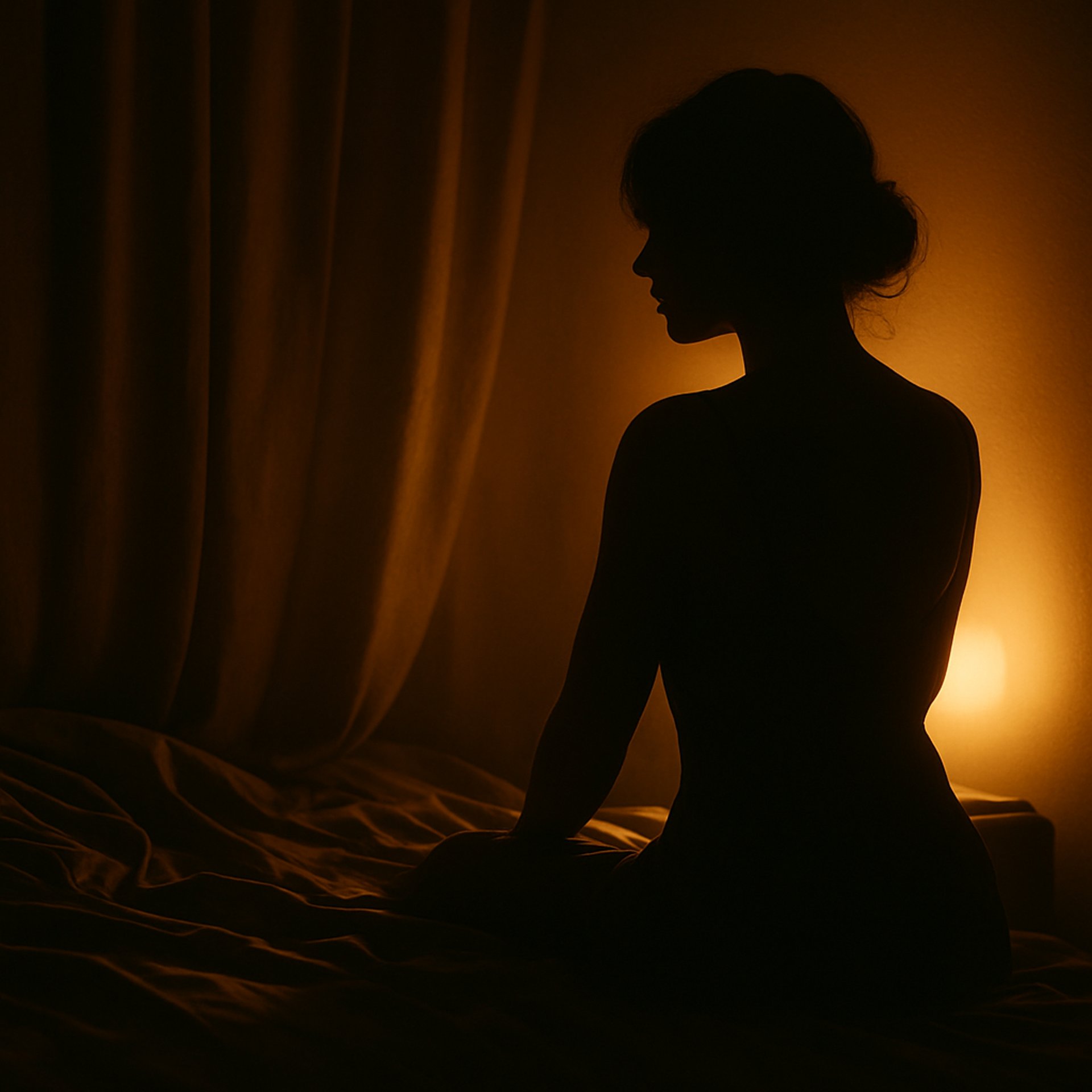 Woman in purple lace lingerie posing with hand on hip.