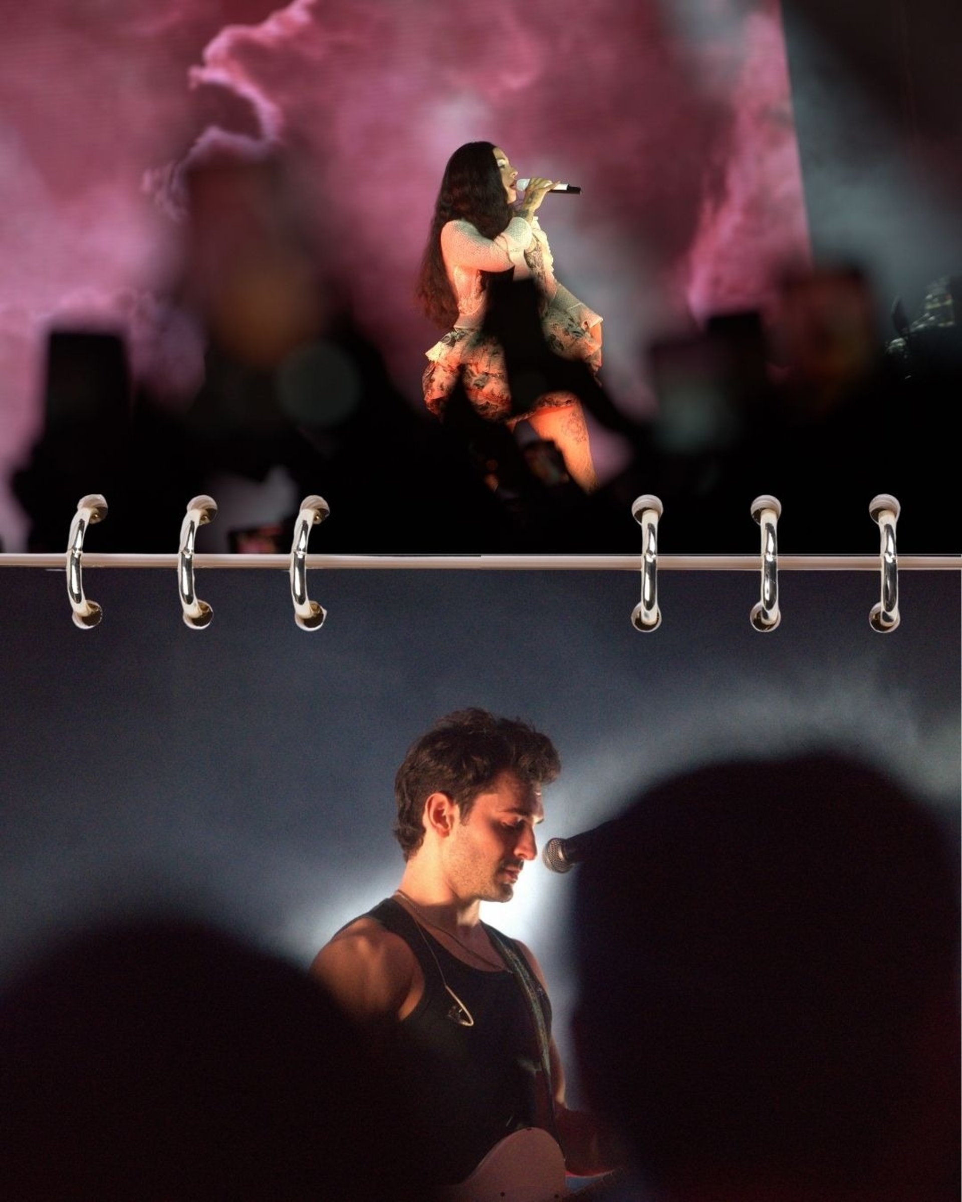 an abstract photo of a curved building with a blue sky in the background