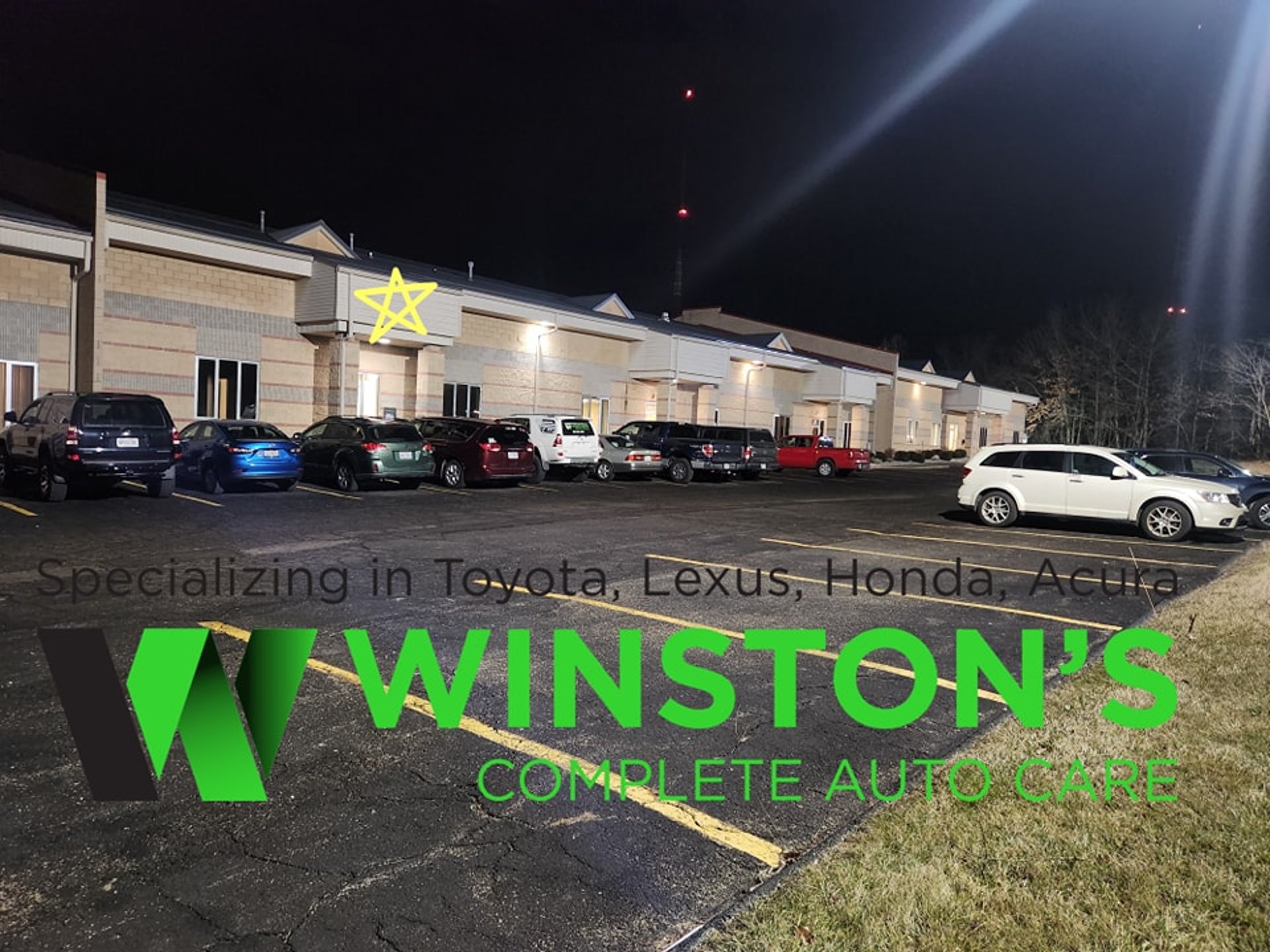Front Parklin Lot and Night Drop at Winston's Complete Auto Care in Cuyahoga Falls, Ohio