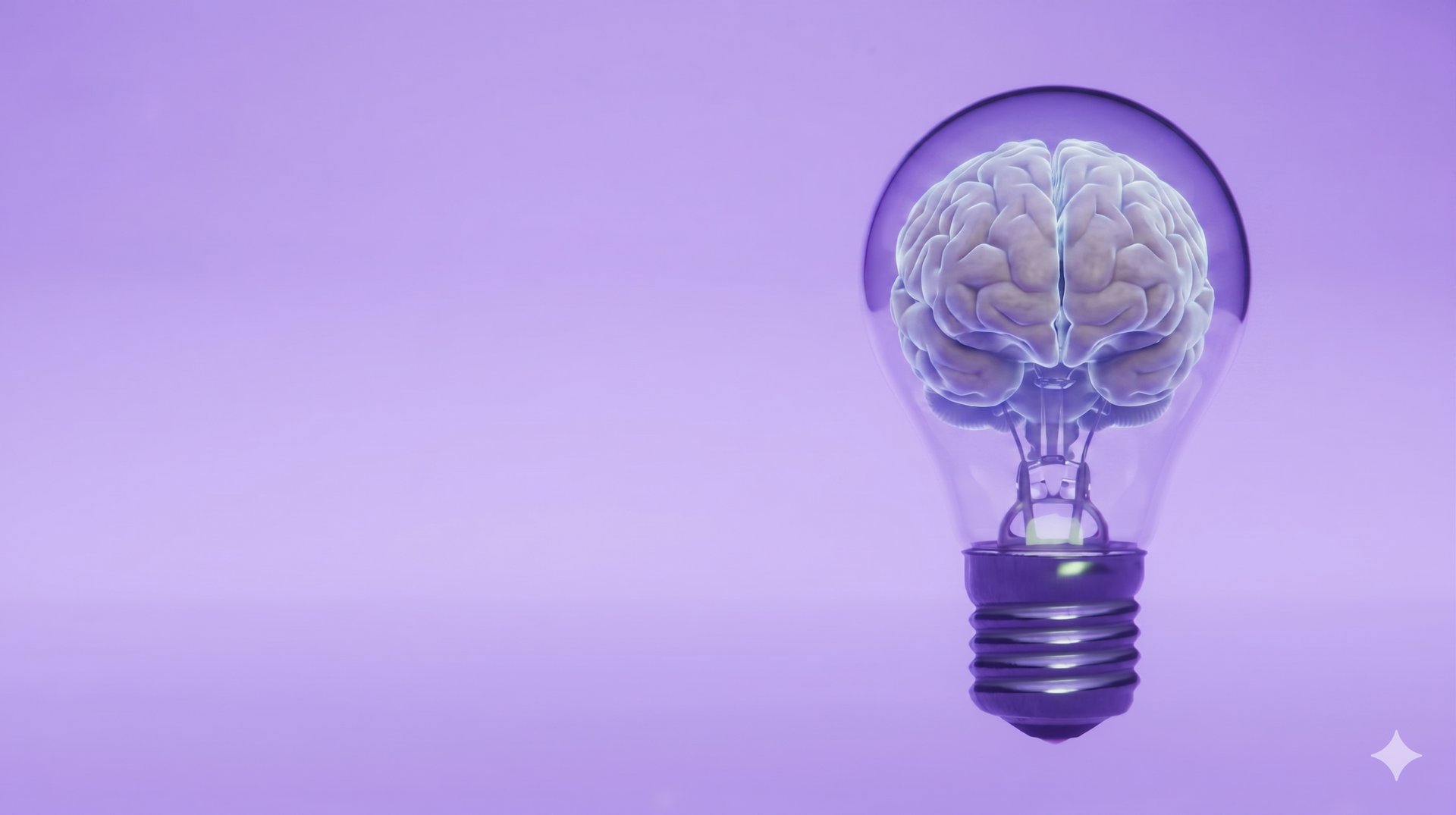Ai brain inside a lightbulb illustrates an idea.