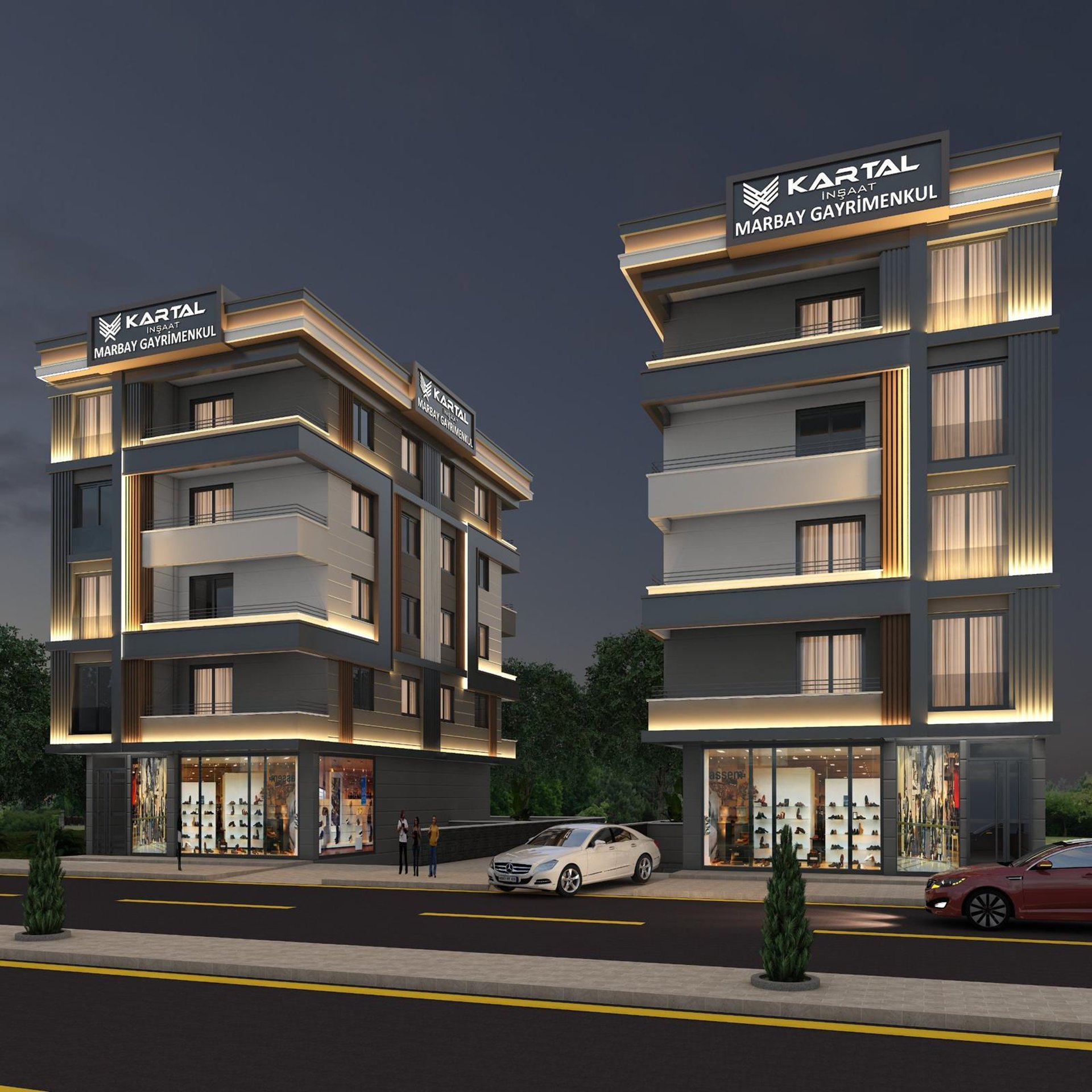 a group of tall buildings sitting next to each other